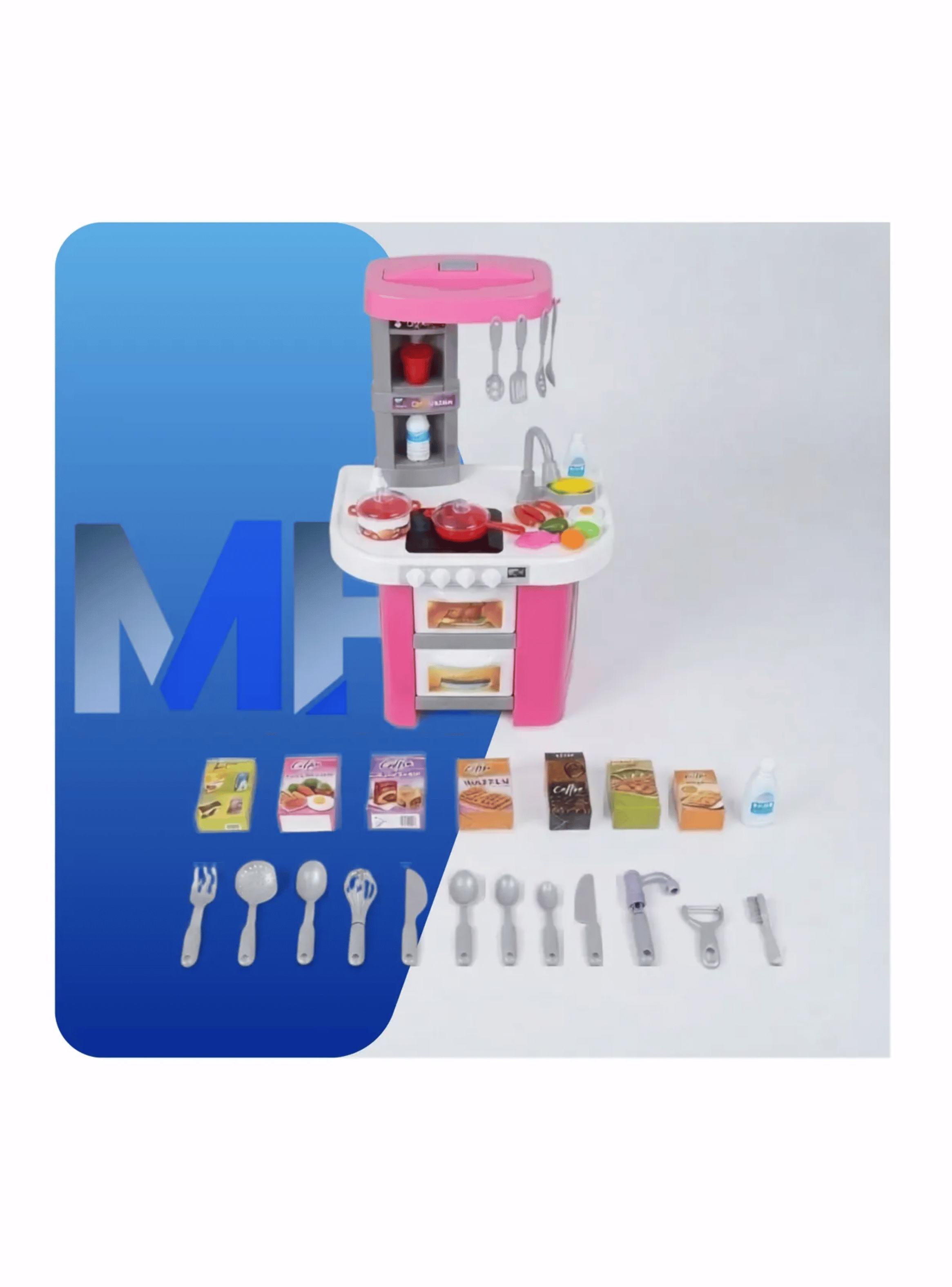 Cocinita De Juguete Chef Kitchen Rosada Con 49 Piezas Sonido-2