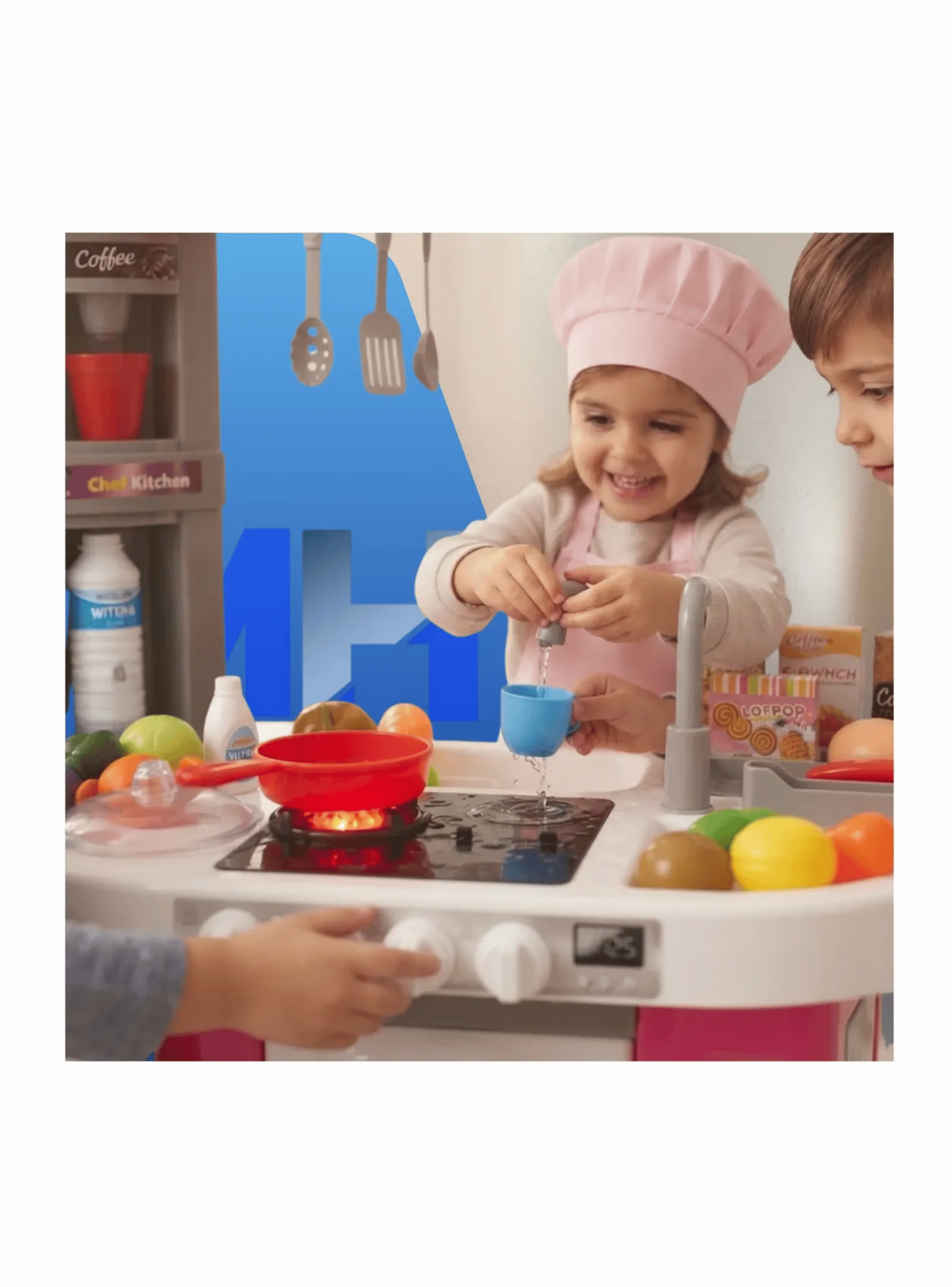 Cocinita De Juguete Chef Kitchen Rosada Con 49 Piezas Sonido-4