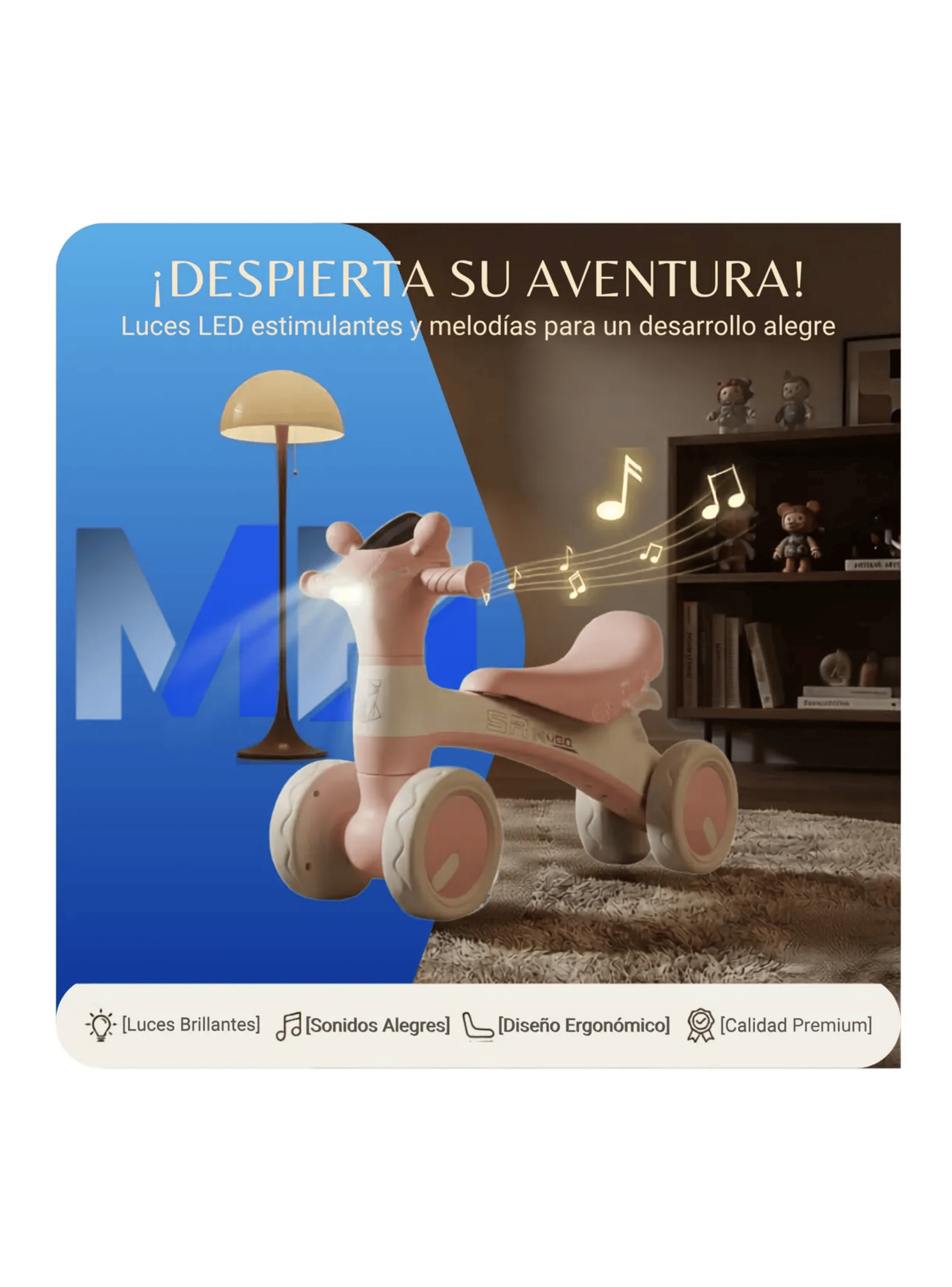 Andador Correpasillos Equilibrio 4 Ruedas Bebes Con Luces-2