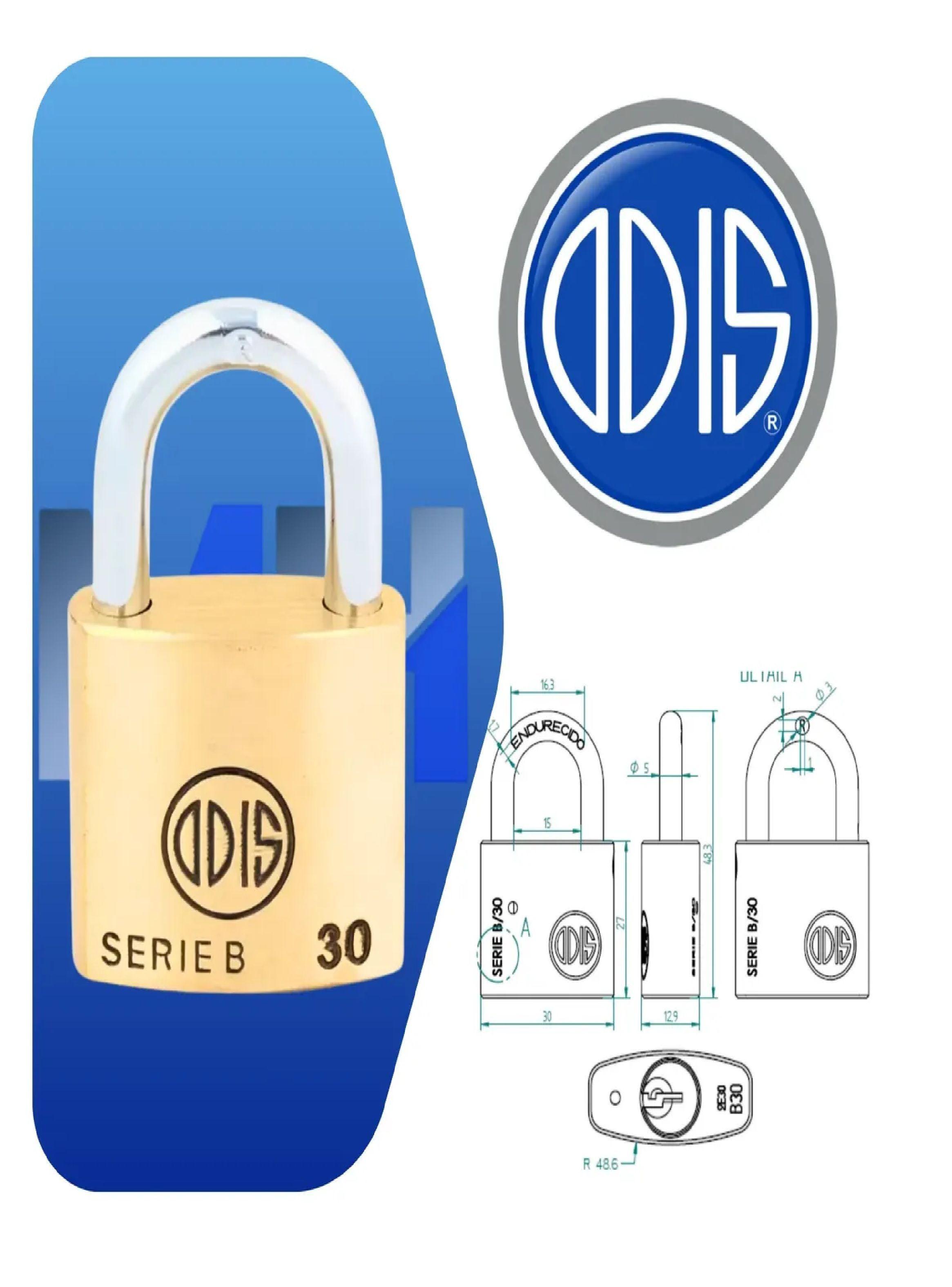 Candados Odis B30 30mm Bronce Solido Llaves Iguales X 3 Unds-1