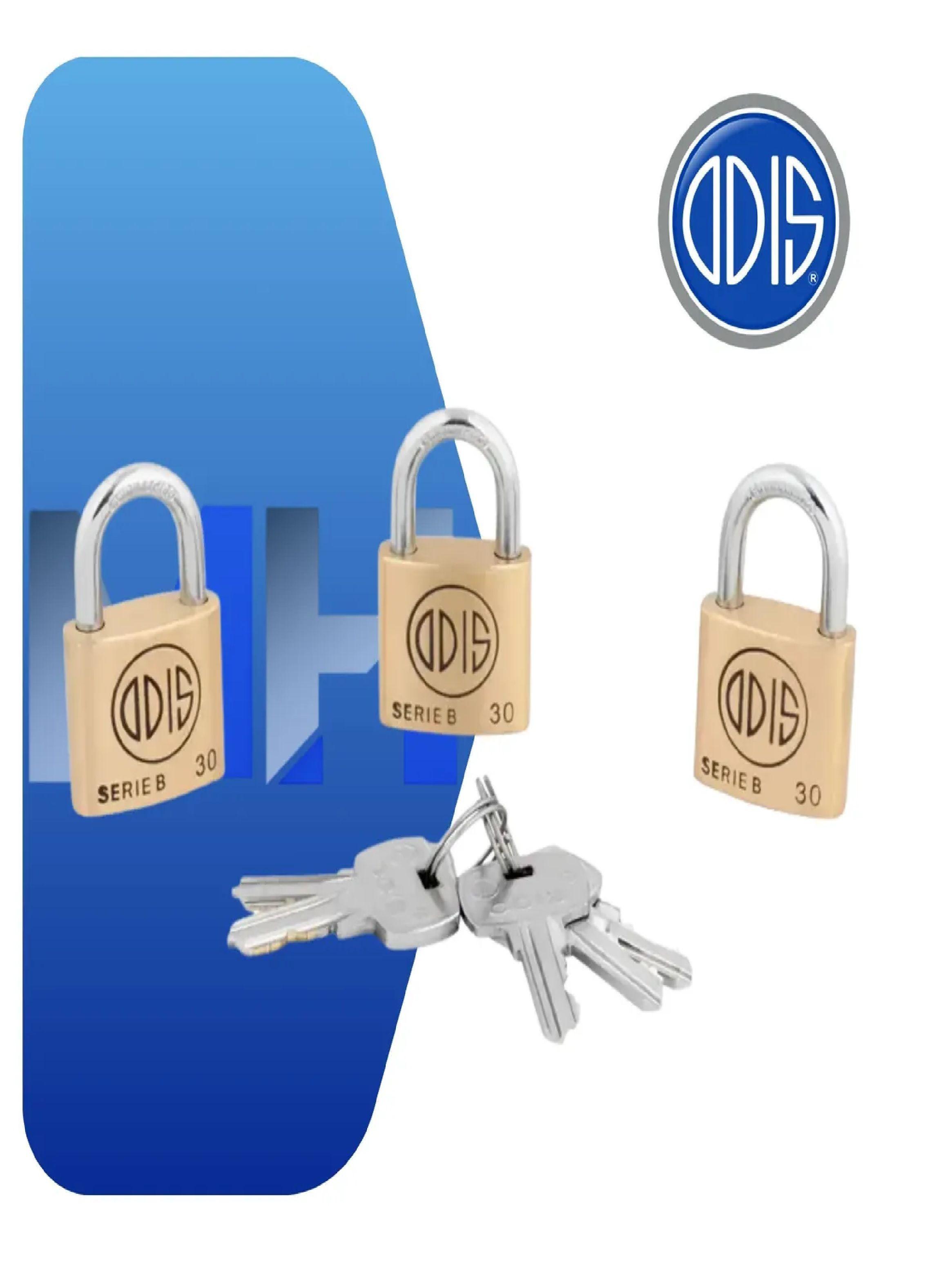 Candados Odis B30 30mm Bronce Solido Llaves Iguales X 3 Unds-2