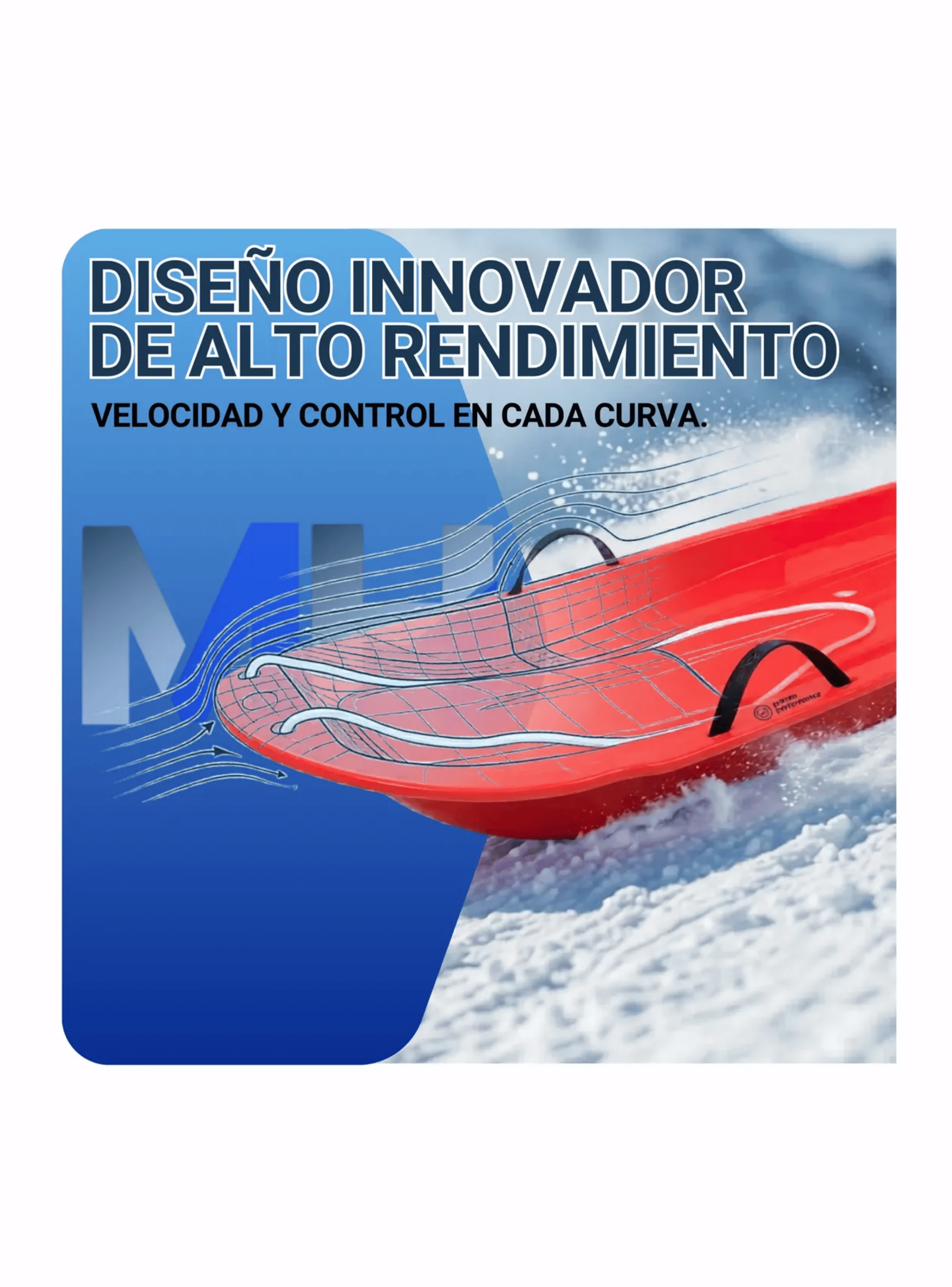 Trineo Nieve Deslizante Con Agarre Y Cuerda Ni os Y Adultos Rojo-2