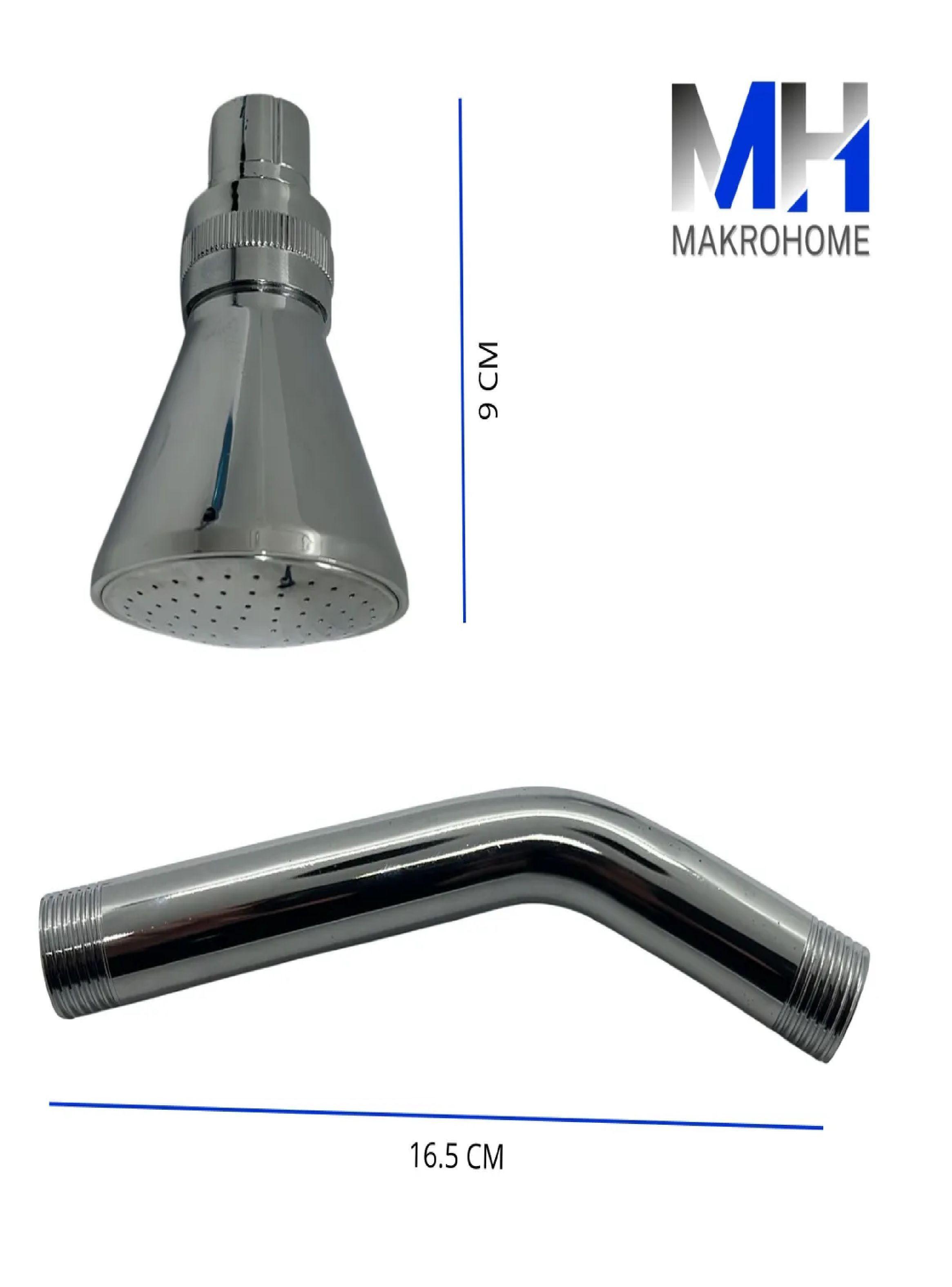 Ducha Fija Cromada Brazo Metalico Cabeza Redonda De Lujo-1