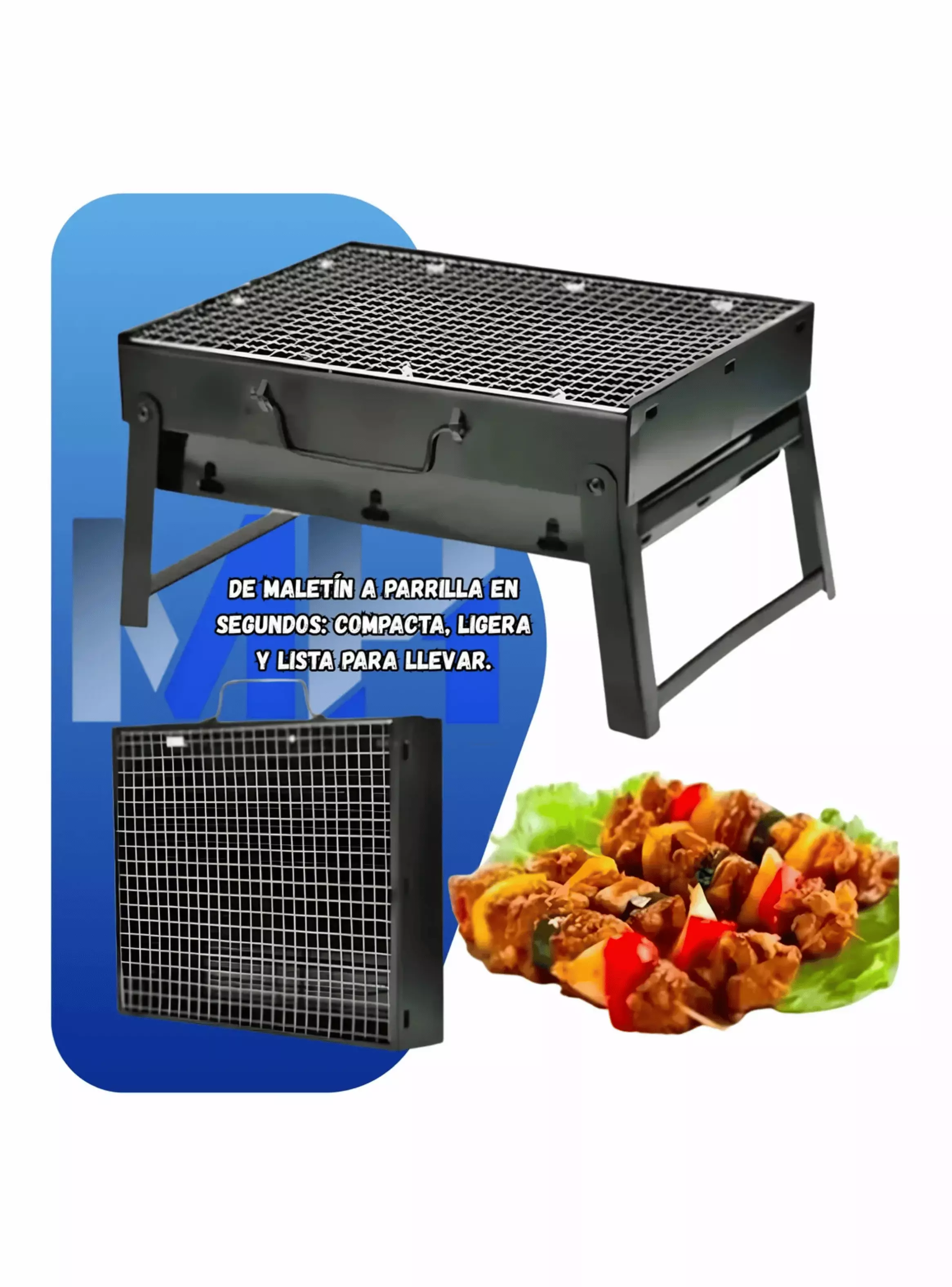 Parrilla A Carbon Portatil Camping Compacta Pozo Fuego 44cm-3