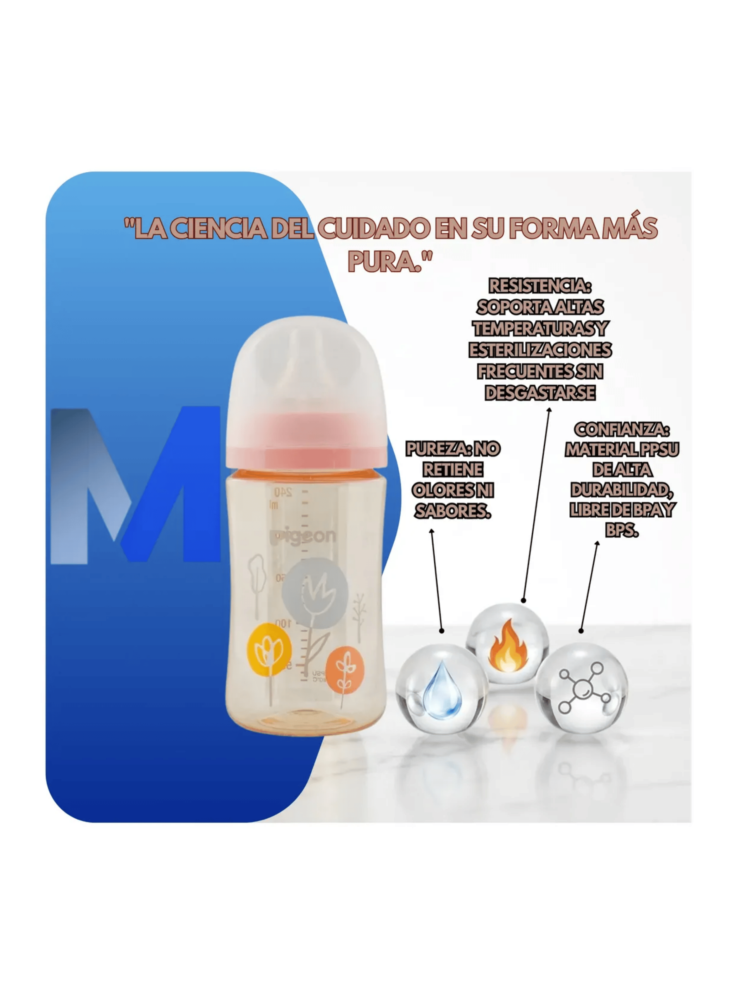 Biber n mamadera Softouch Pigeon Ppsu 240ml Dise o Anticolico Rosa Claro-3