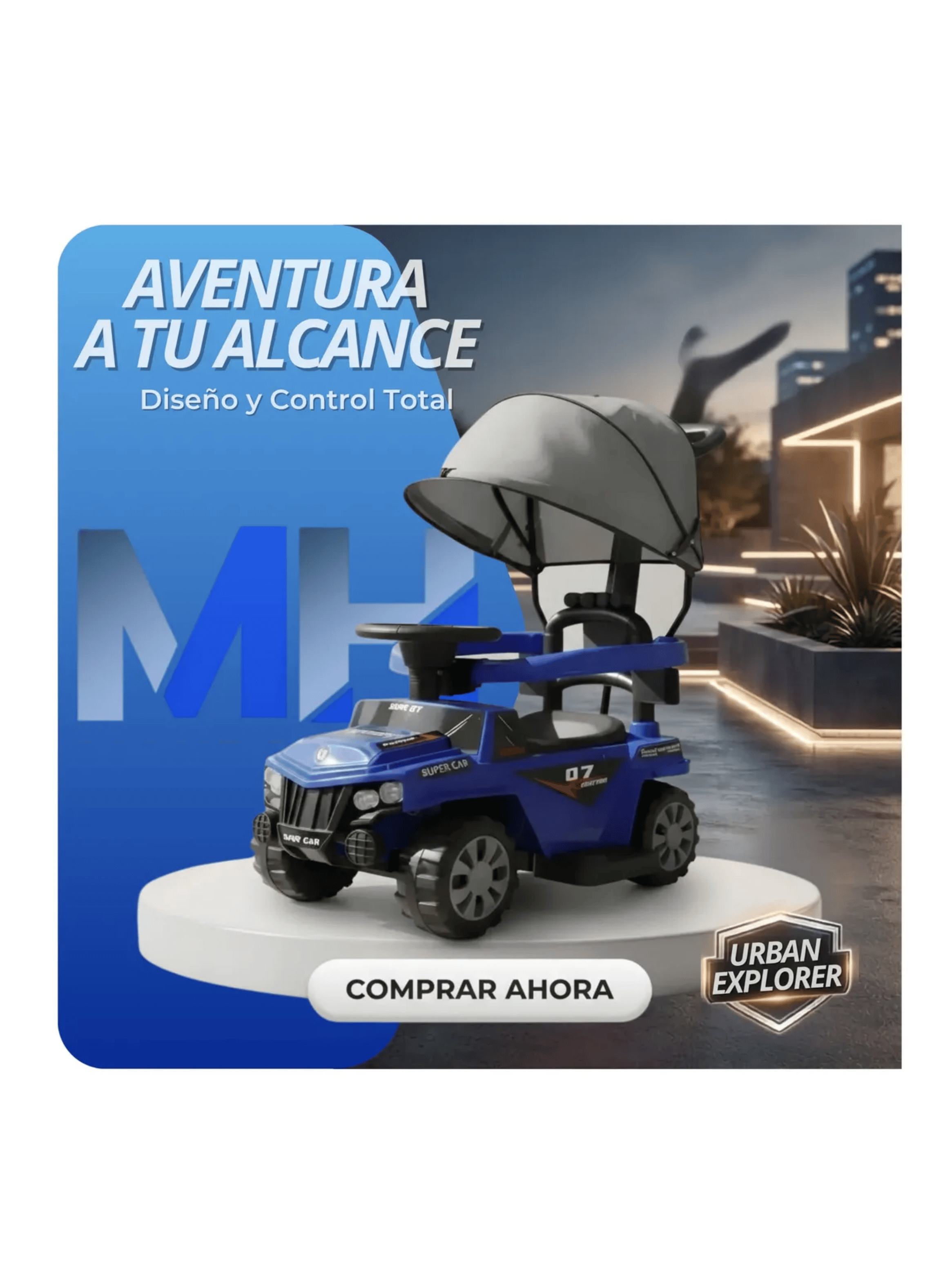 Carrito Montable Correpasillos Con Sombrilla Luces Y Sonido-5
