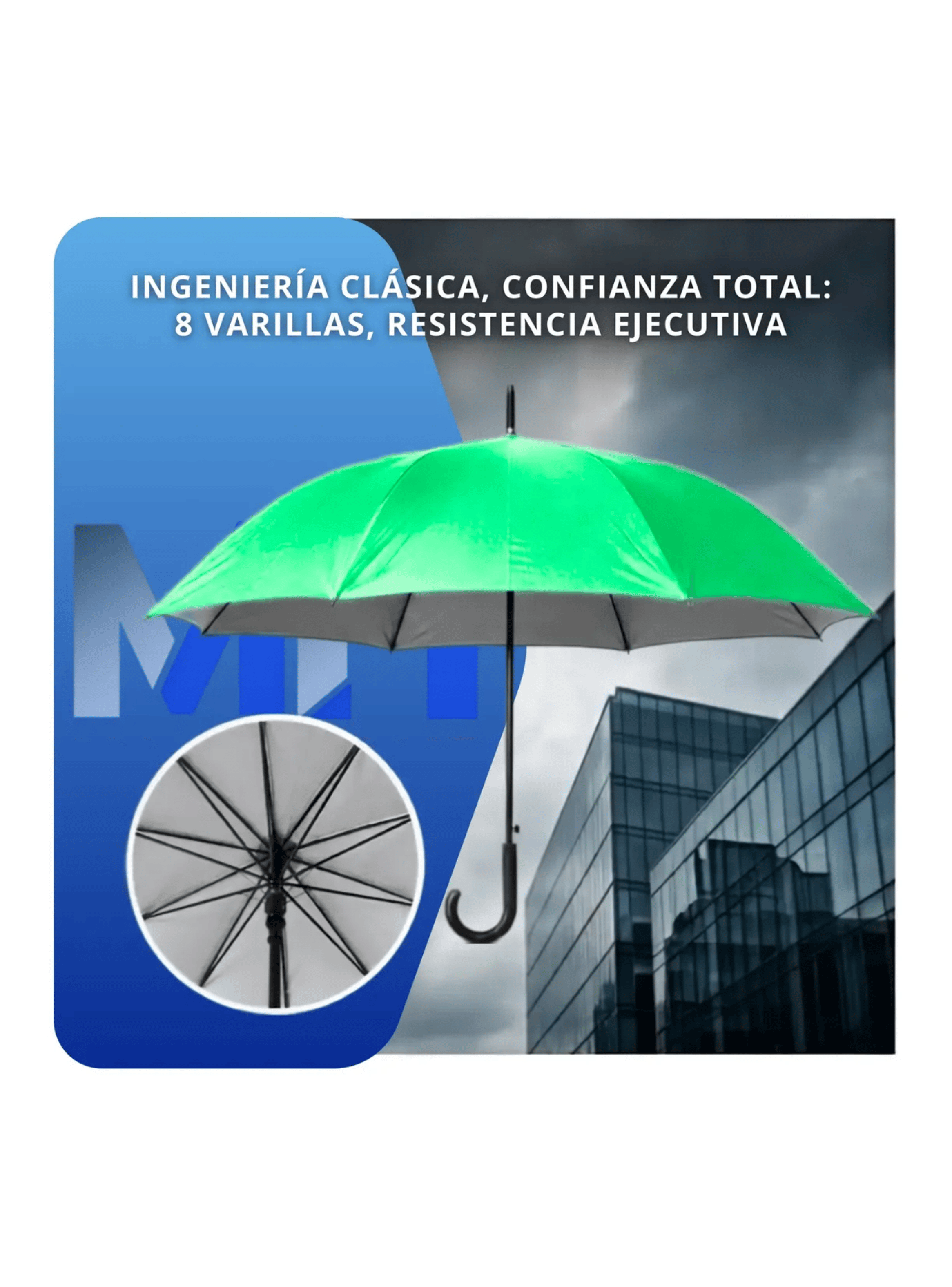 Paraguas Ejecutivo Automatico 100cm Proteccion Uv Reforzado Verde-2