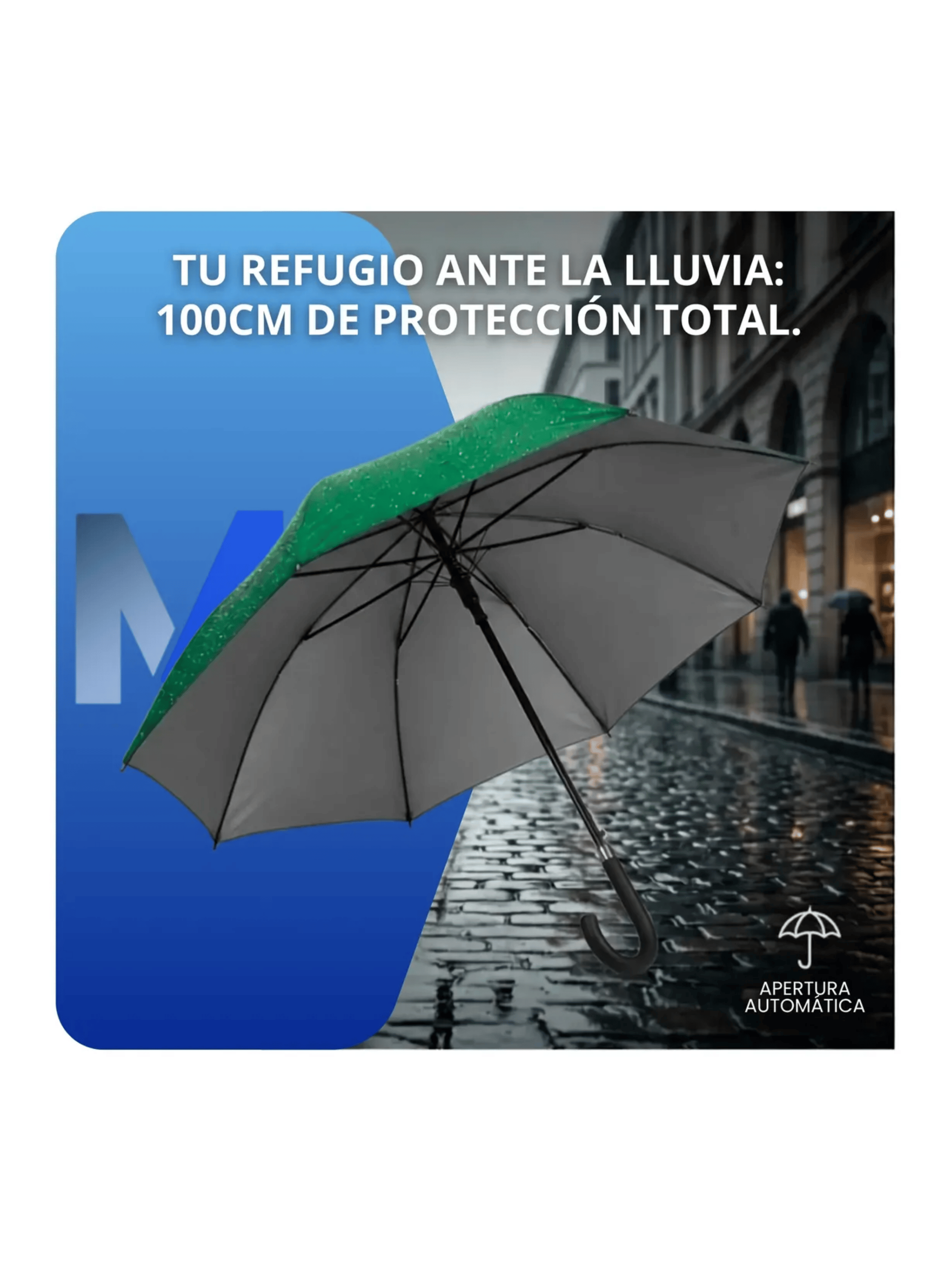 Paraguas Ejecutivo Automatico 100cm Proteccion Uv Reforzado Verde-3