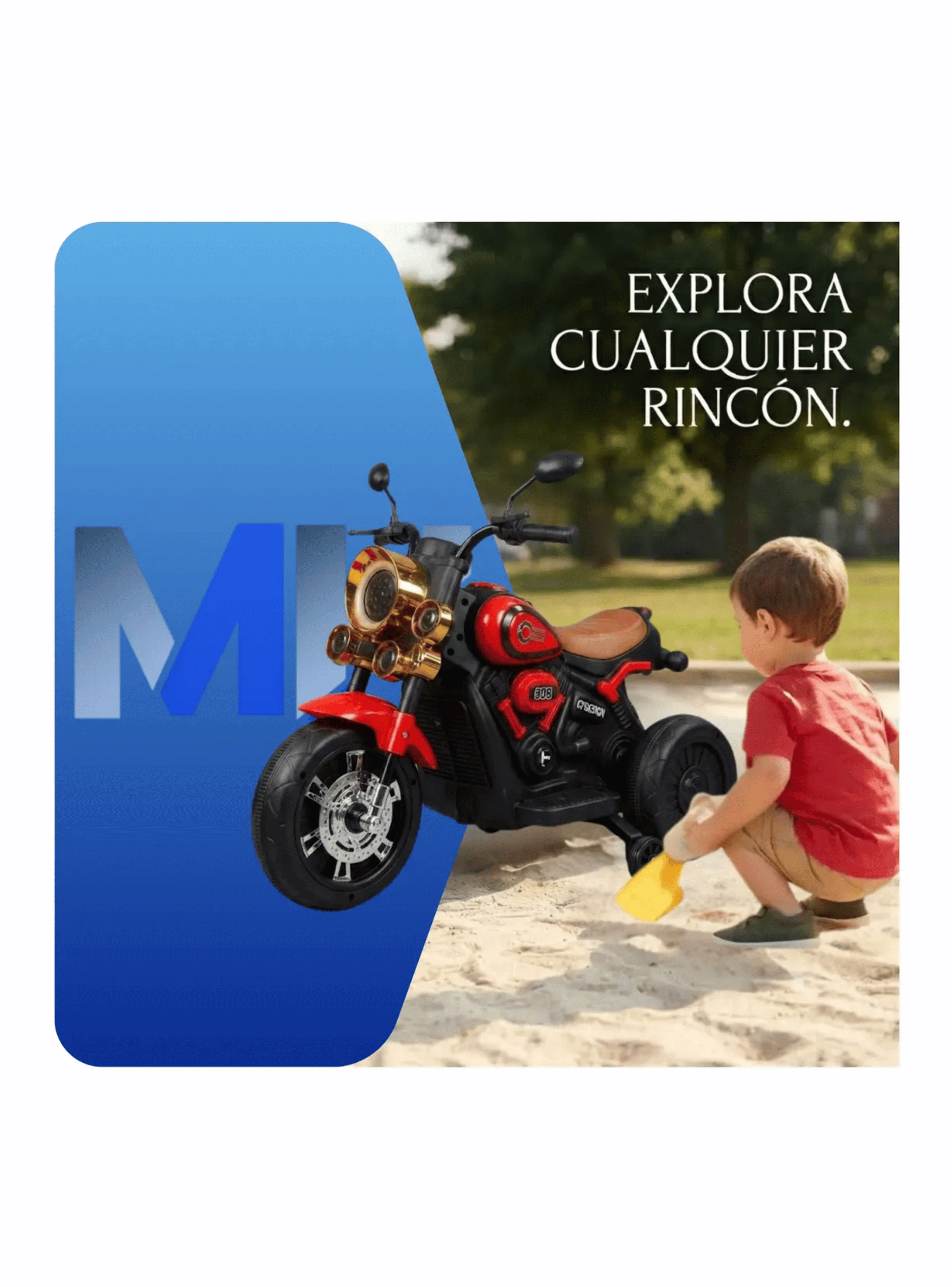 Moto Electrica Infantil 3 Ruedas Estilo Chopper Bateria-3