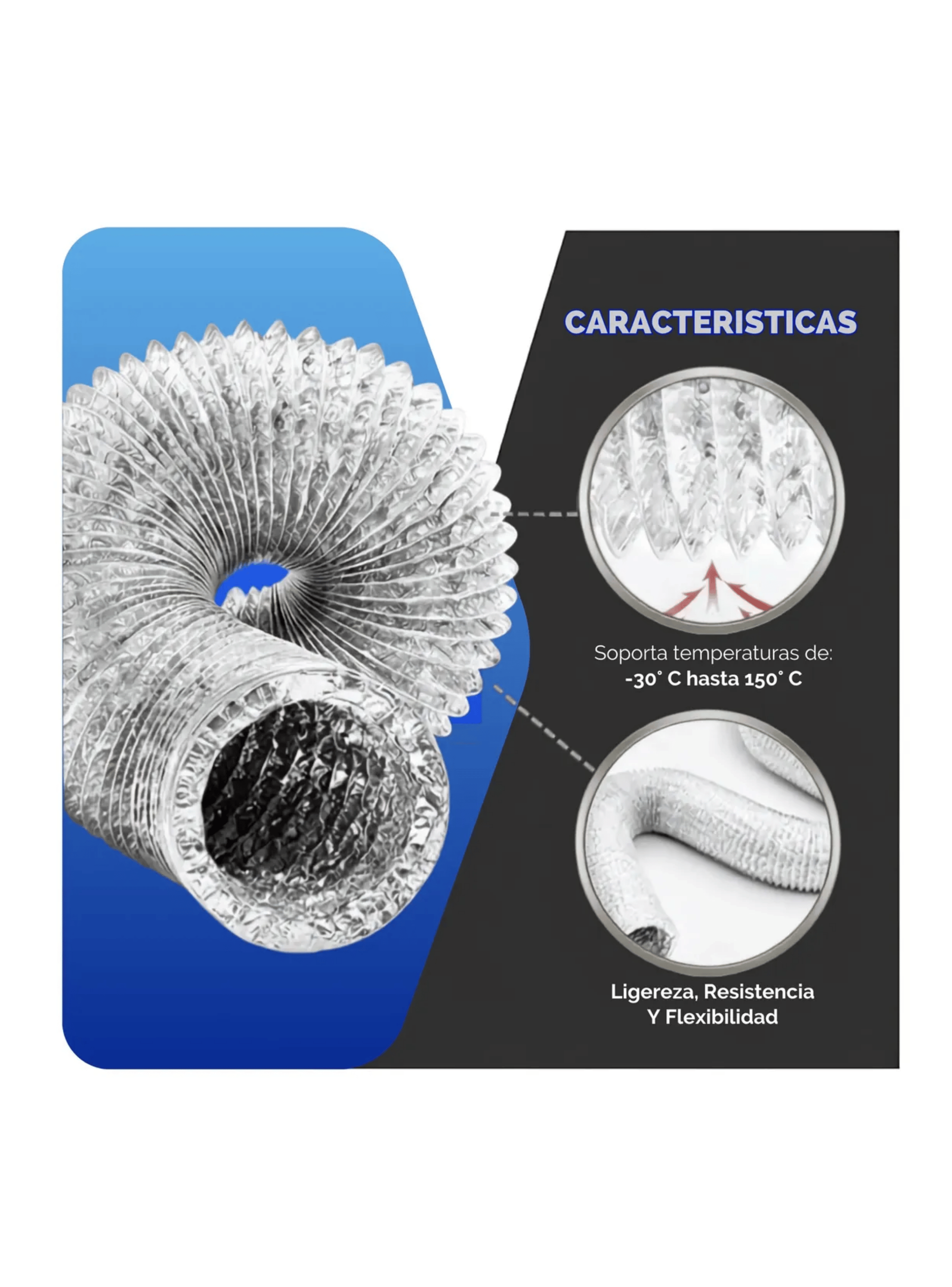 Ducto Tubo Flexible De Aluminio Para Ventilaci n 5 X 1 Mts-5