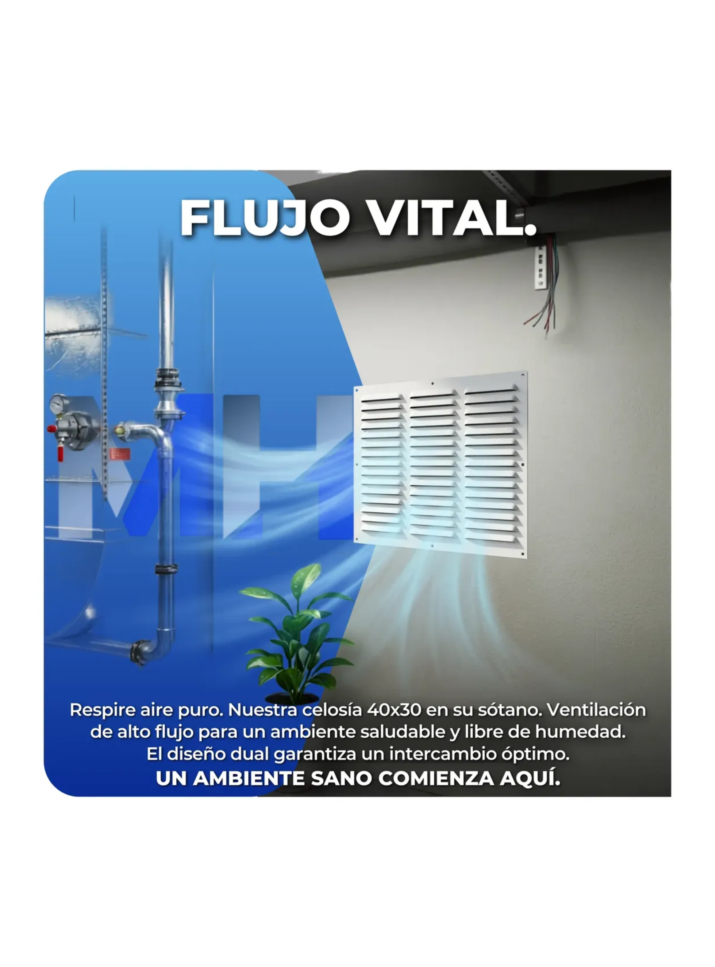 Celosia De Ventilacion Aluminio 40x30 Cm Rejilla Ventilacion Blanco-3