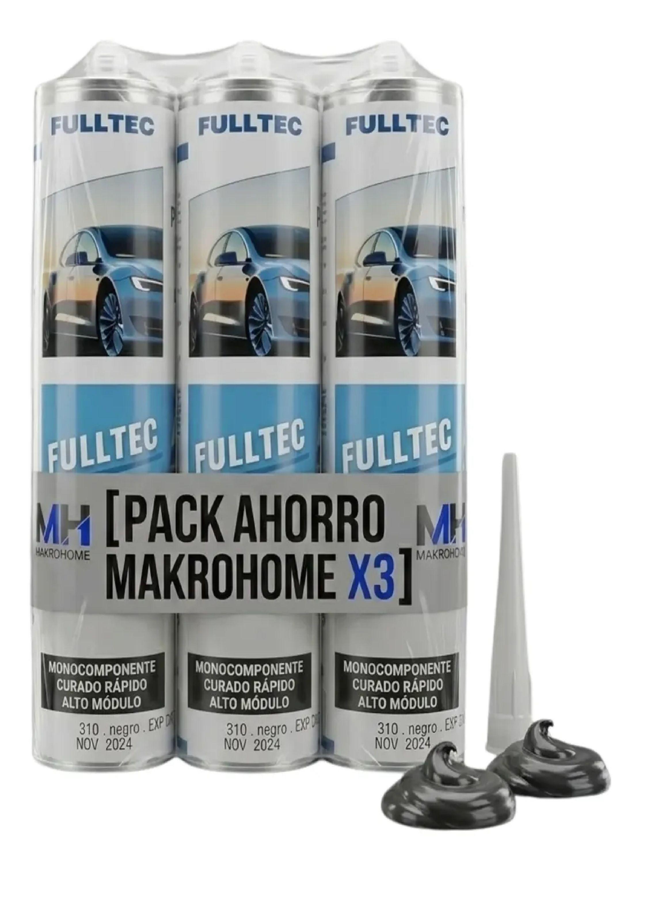 Pack 3 Sellador Poliuretano Para Parabrisas Negro Fulltec-0