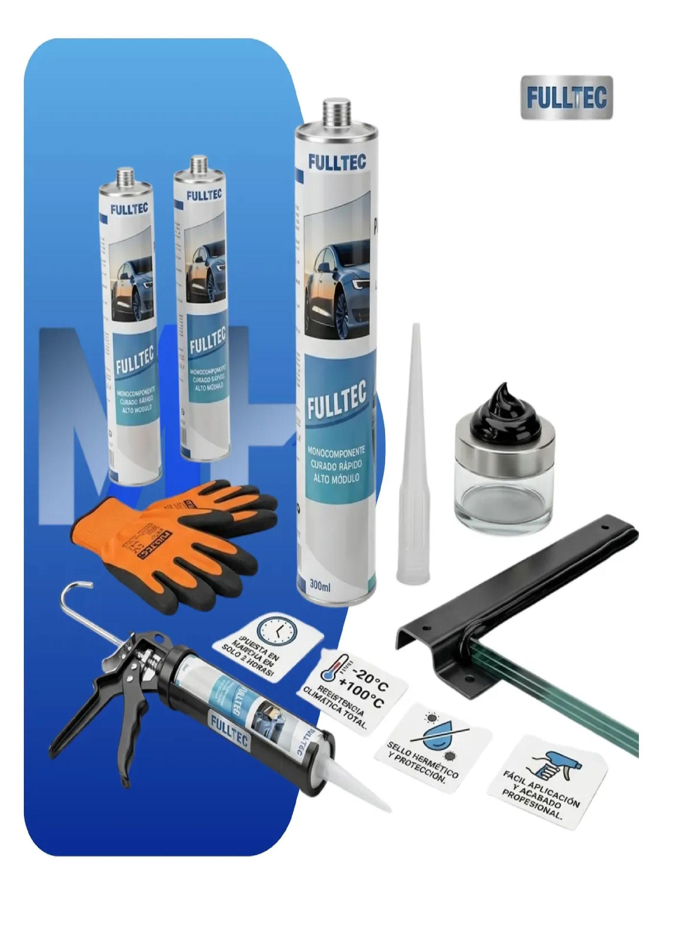 Pack 3 Sellador Poliuretano Para Parabrisas Negro Fulltec-1