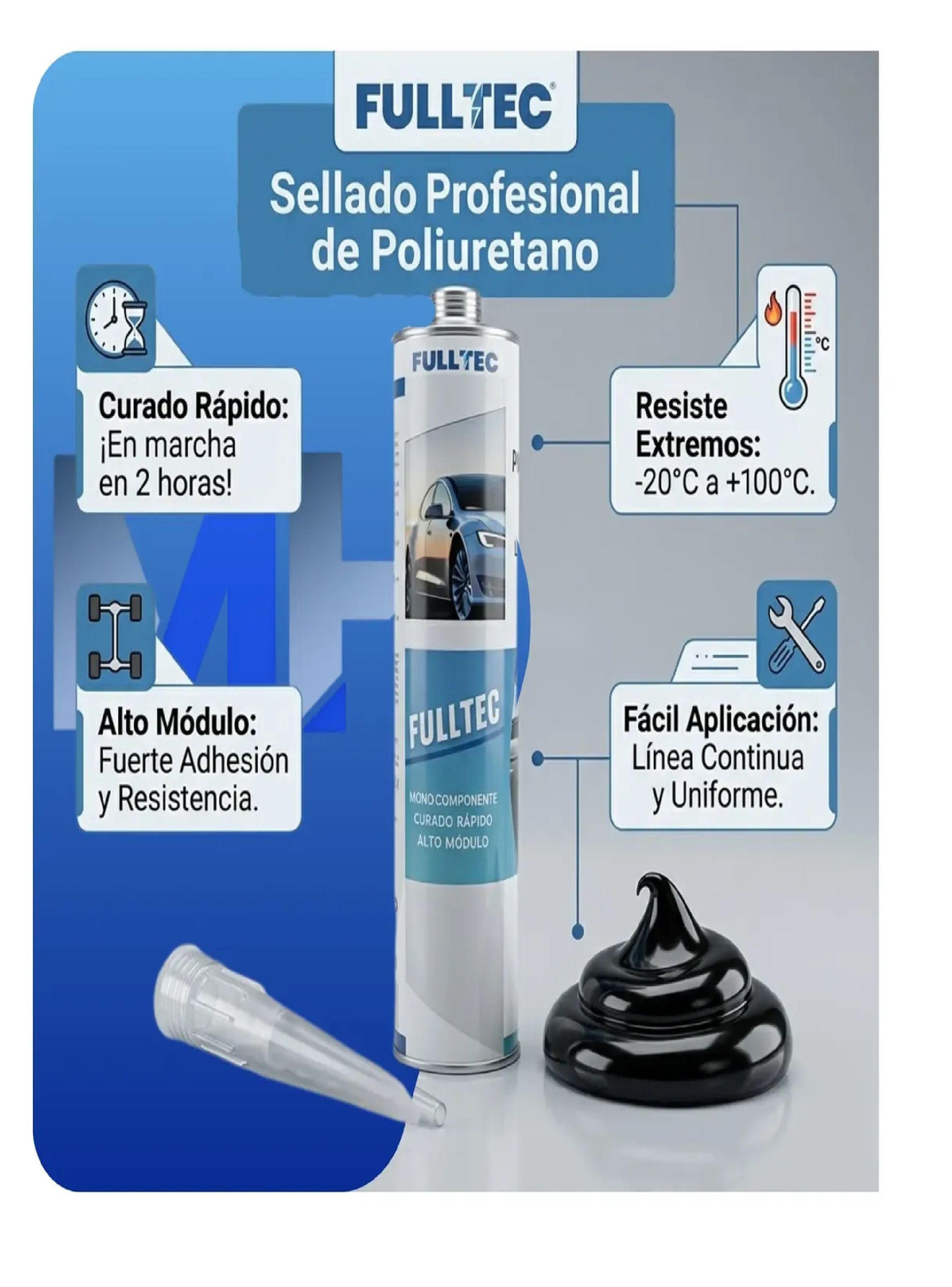 Pack 3 Sellador Poliuretano Para Parabrisas Negro Fulltec-3