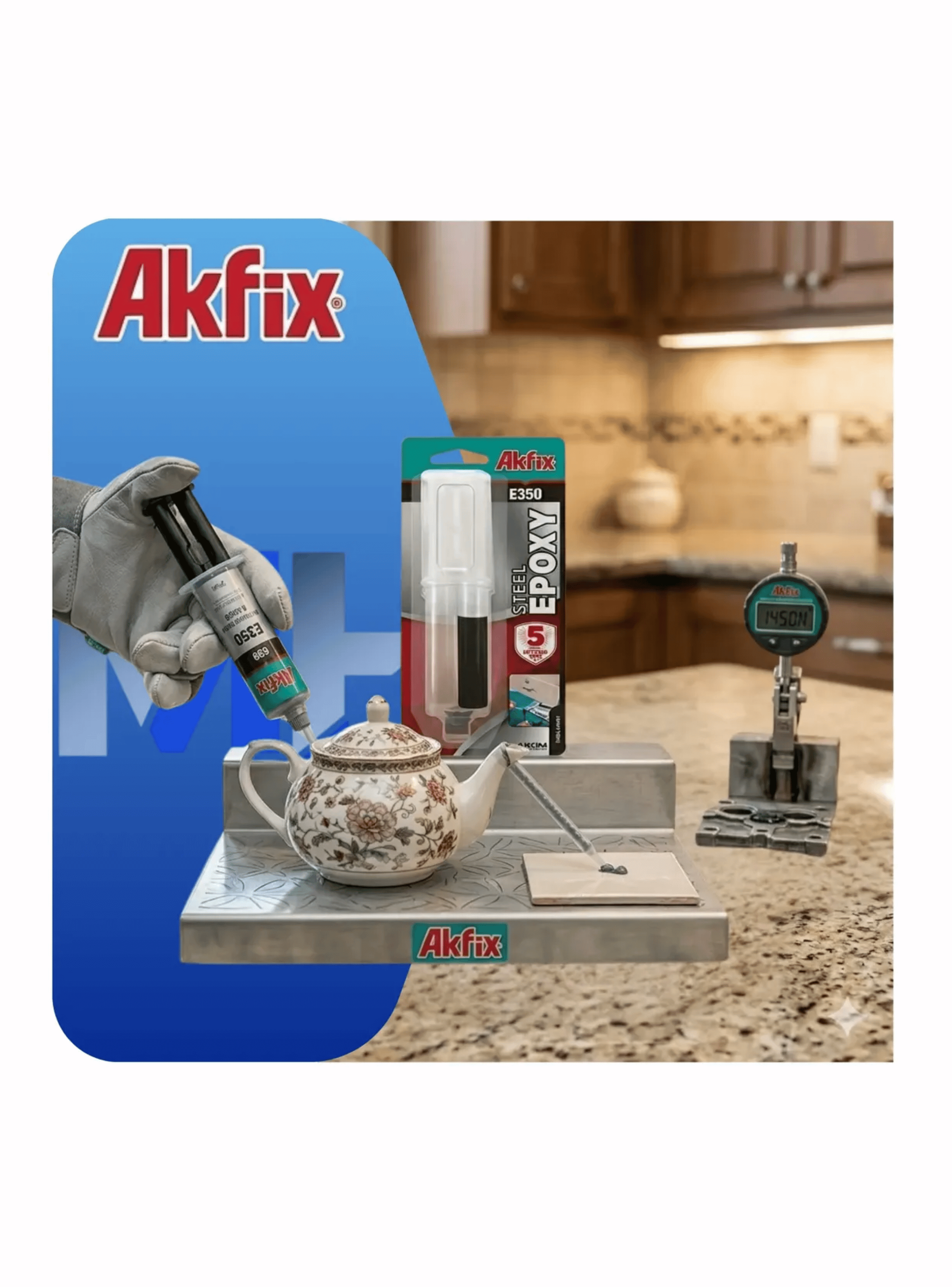 Adhesivo Epoxi Acero Akfix E350 Jeringa 25ml Soldadura Frio Gris-3
