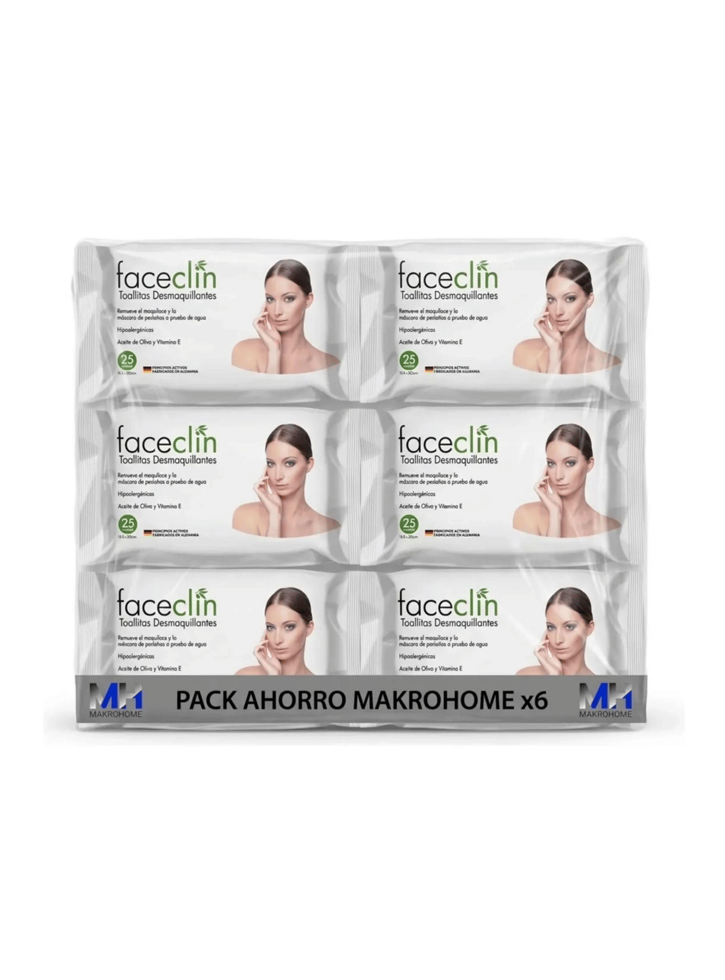Toallitas Desmaquillantes Faceclin 25 Unidades Olivo Pack X6-0