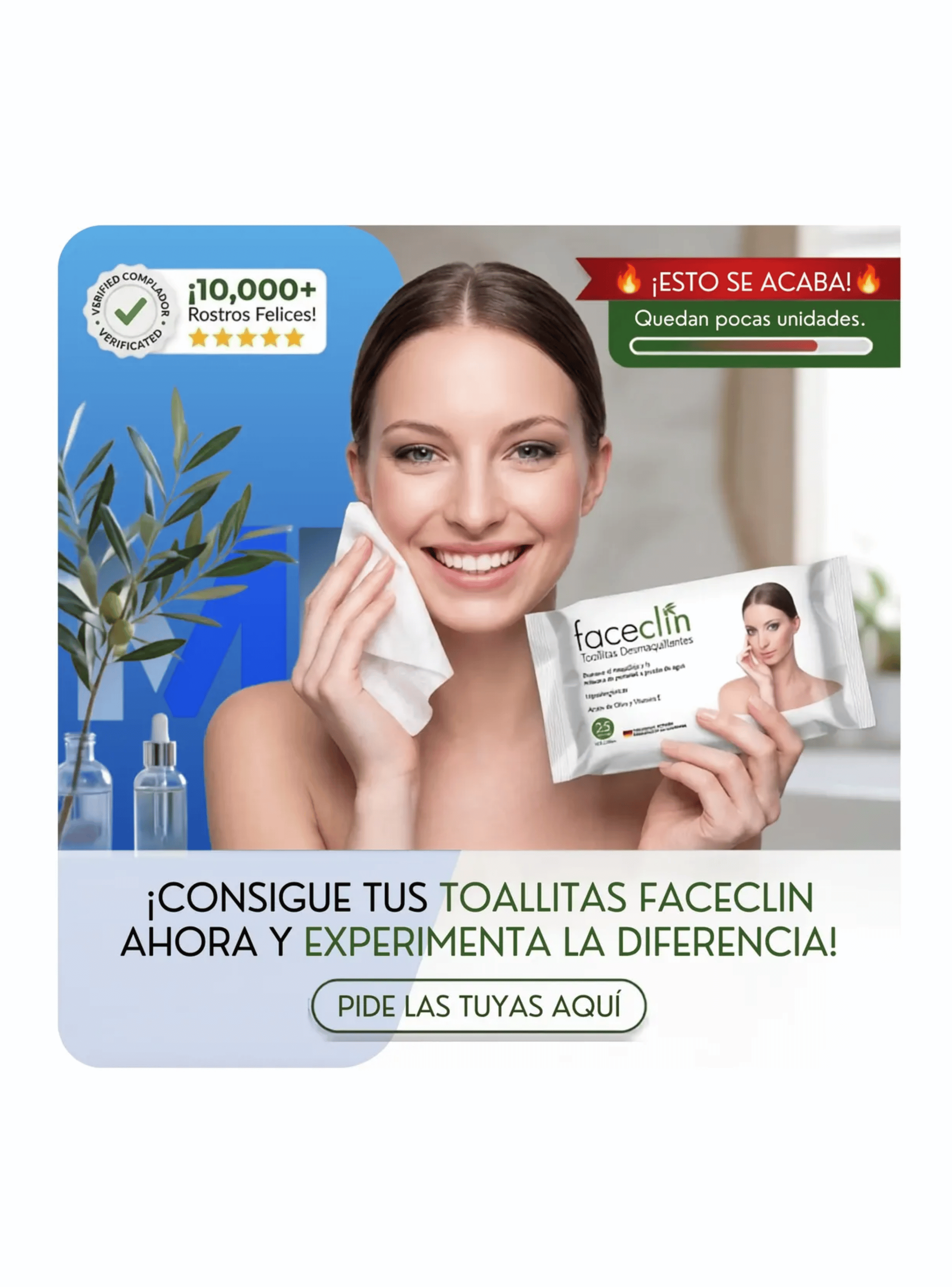 Toallitas Desmaquillantes Faceclin 25 Unidades Olivo Pack X6-6