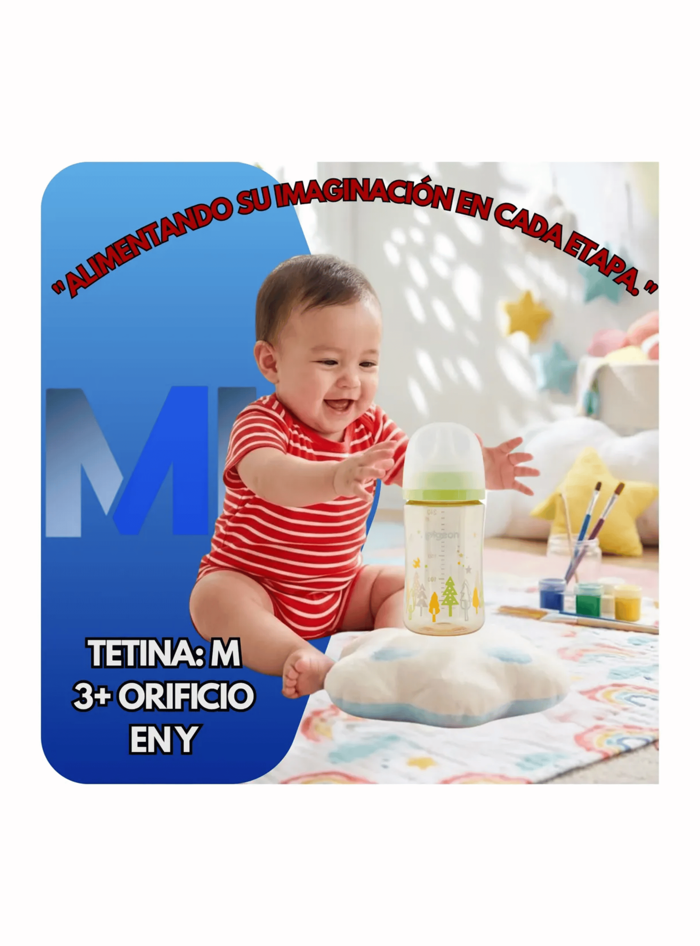 Biberón mamadera Softouch Pigeon Ppsu 240ml Diseño Anticolico Verde Claro-2