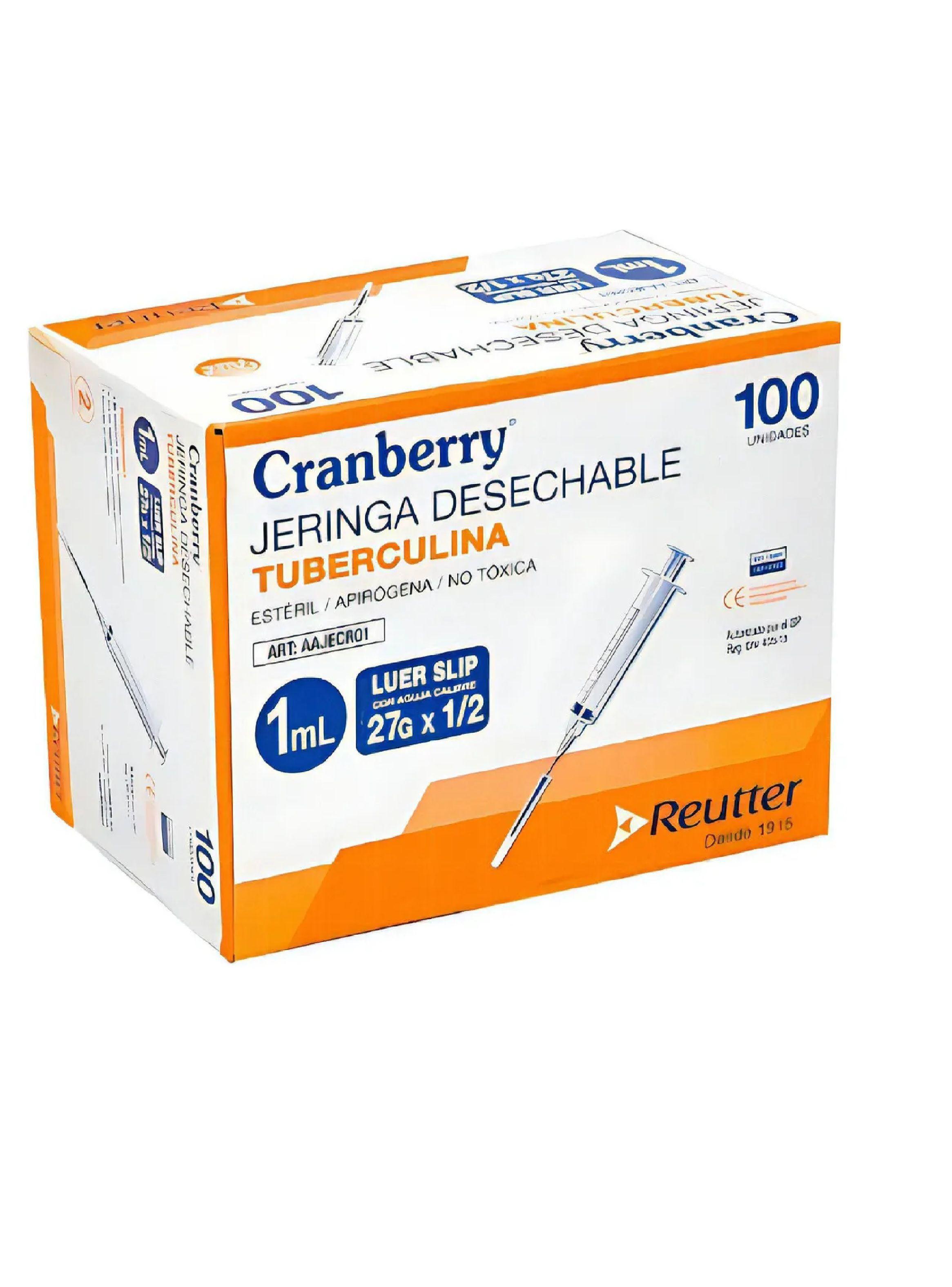 Jeringa Tuberculina 1cc Cj/ 100 Unidades Cranberry-0