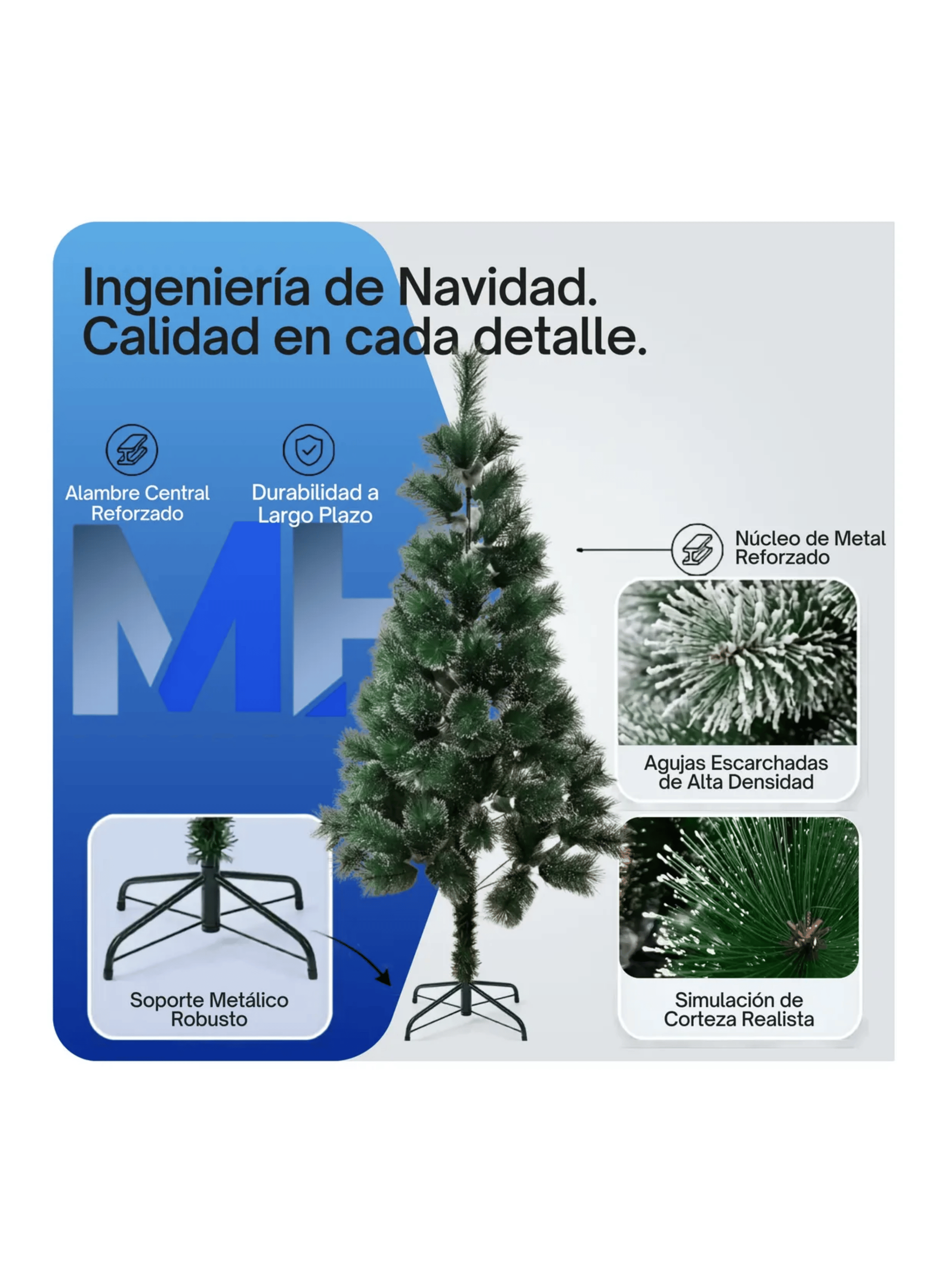 Arbol De Navidad Nevado 150 Cm 1 5 Metros Base Metalica-2