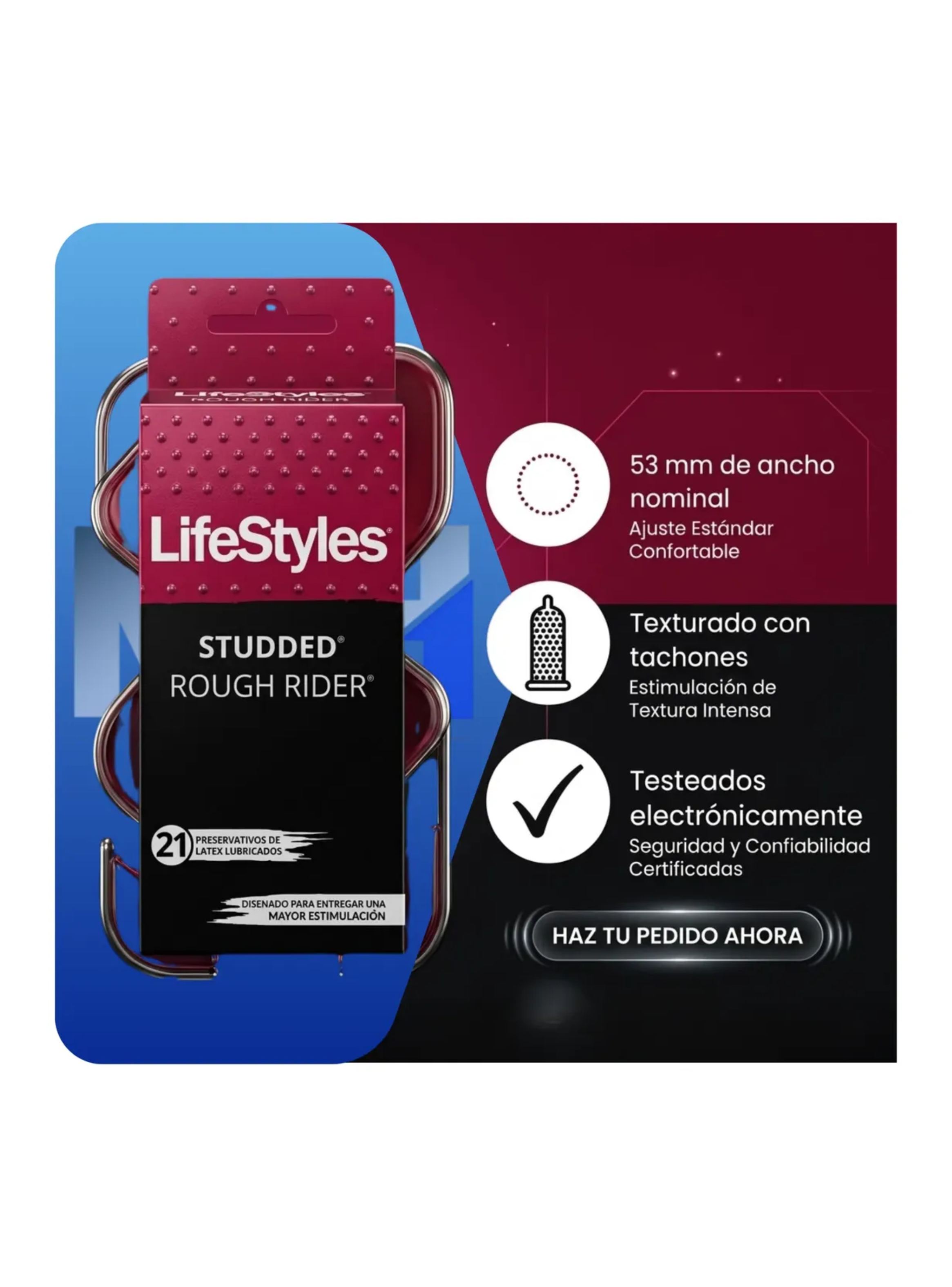 Pack 6 Cajas Preservativo Lifestyles Rough Rider X 21 126un-1