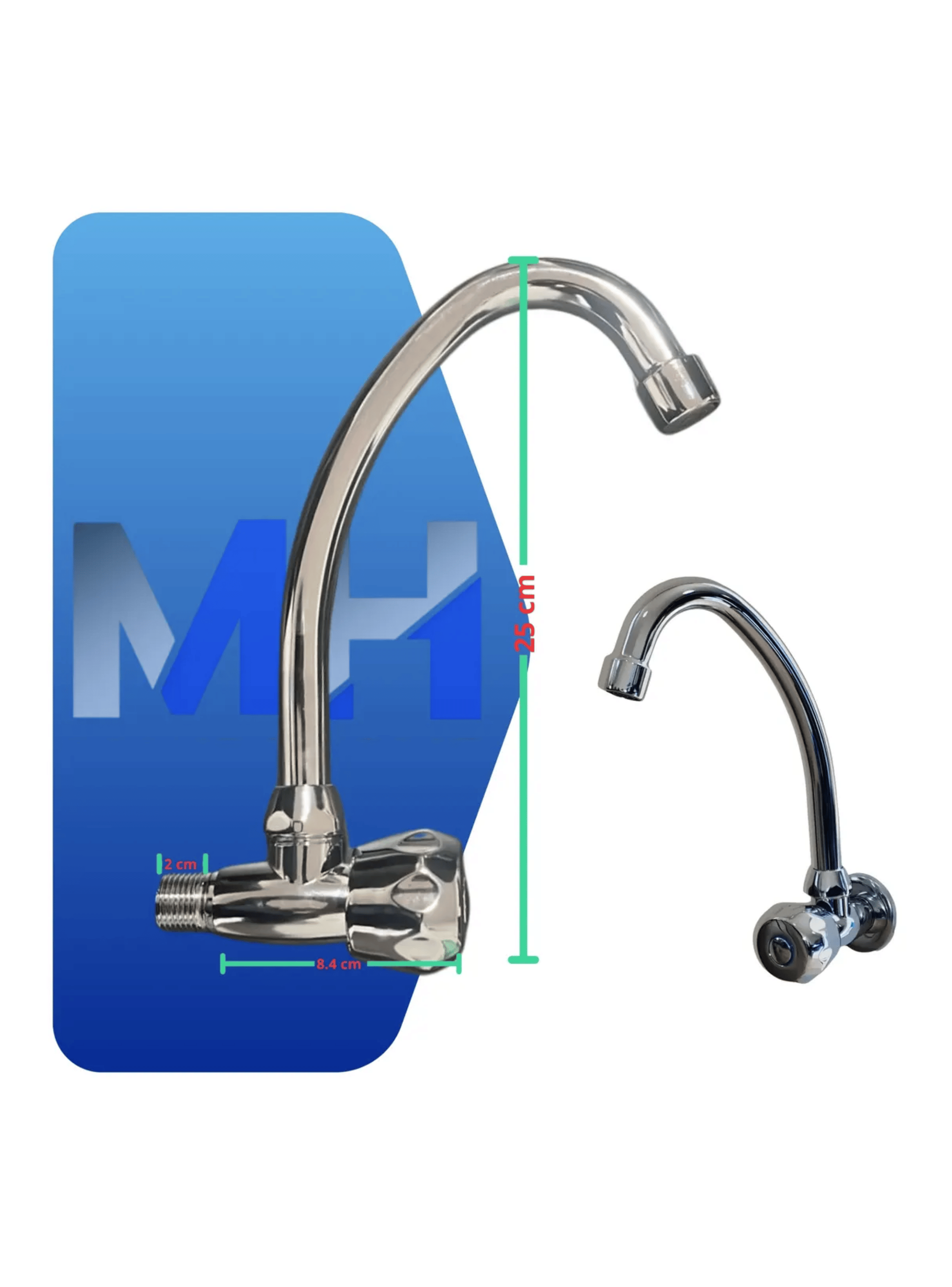 Llave De Lavaplatos Al Muro Aquakit Aurora 100 Met lica-5