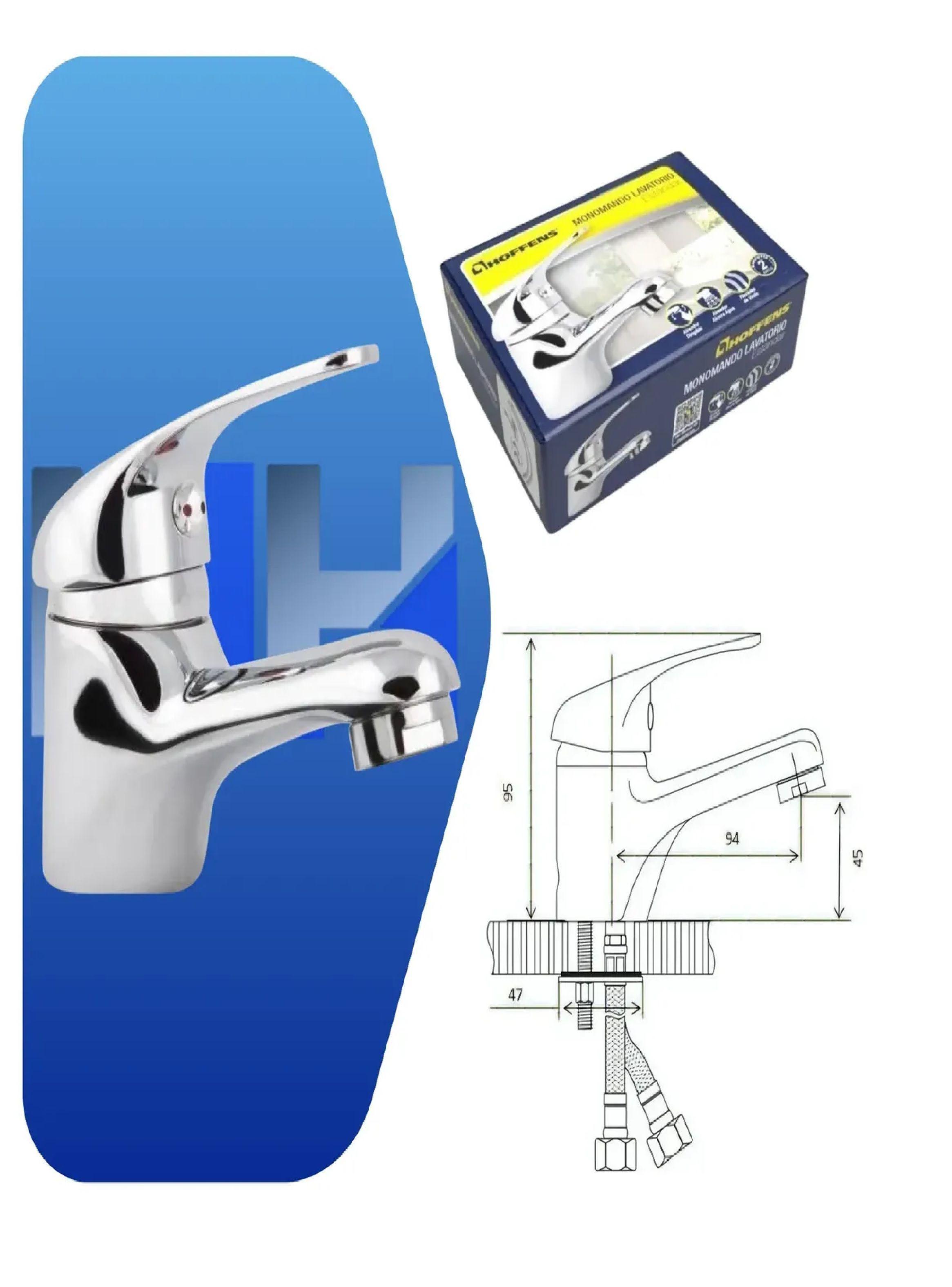 Monomando Lavatorio Baño Hoffens Estandar Laton 2 Años Gtía-3