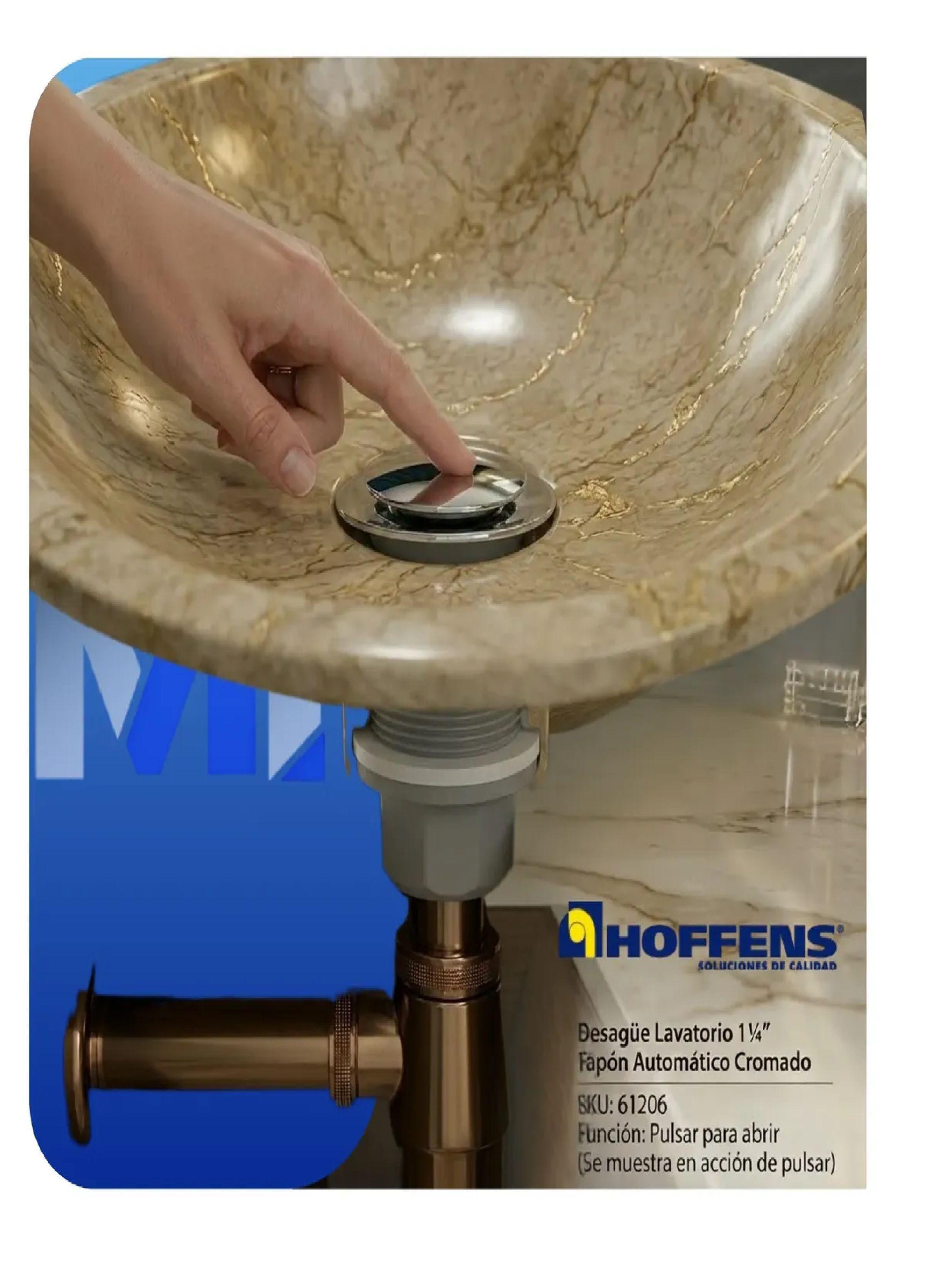 Desague Lavatorio 1 1/4 Tapon Automatico Push Cromado-4