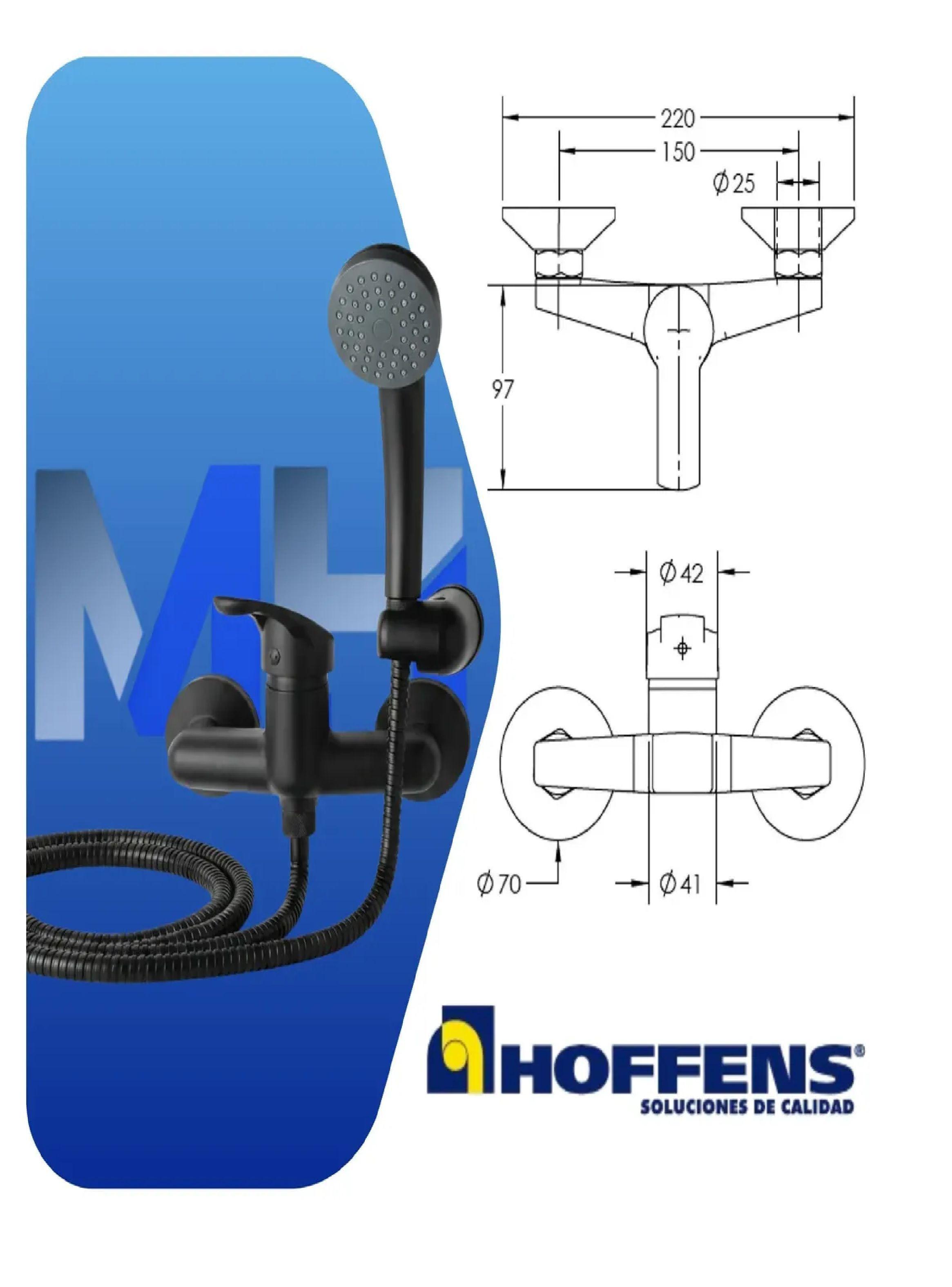 Monomando Ducha Negro Mate Hoffens Allegra Anticalcareo-3