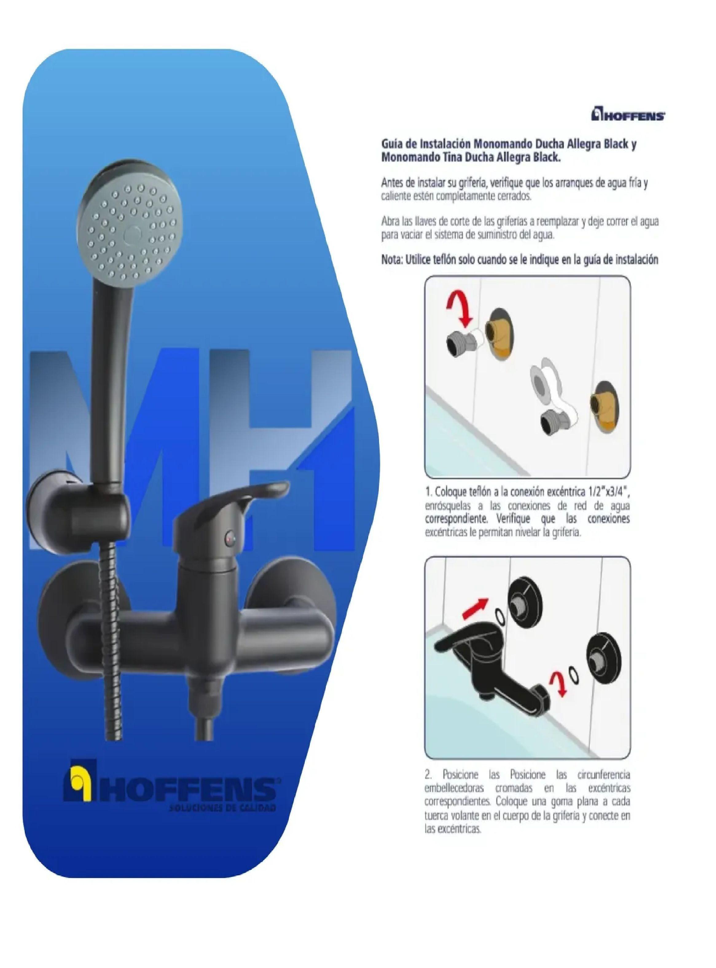Monomando Ducha Negro Mate Hoffens Allegra Anticalcareo-4
