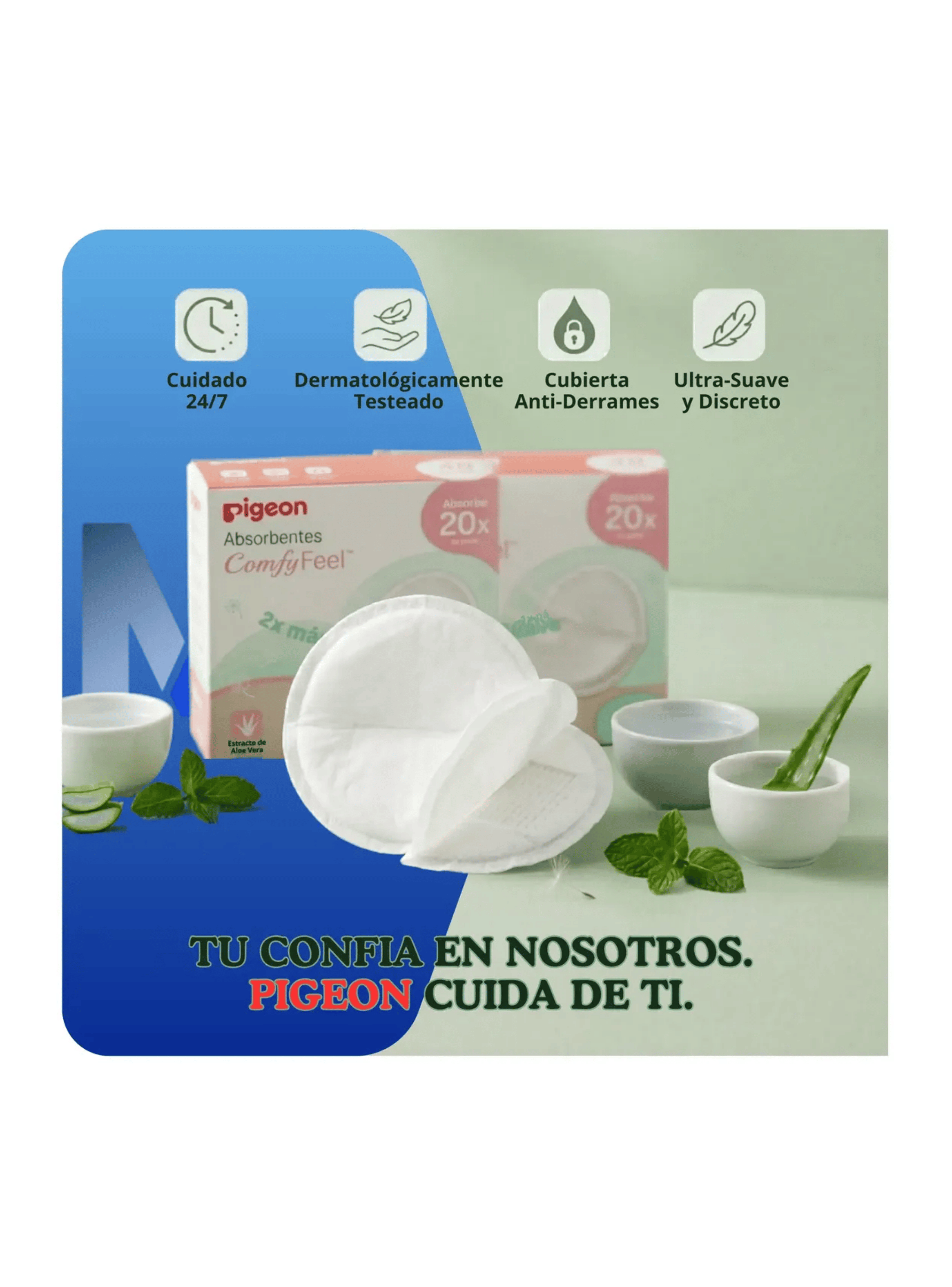 Protectores De Lactancia Pigeon Comfy Feel Aloe Vera Suave-3
