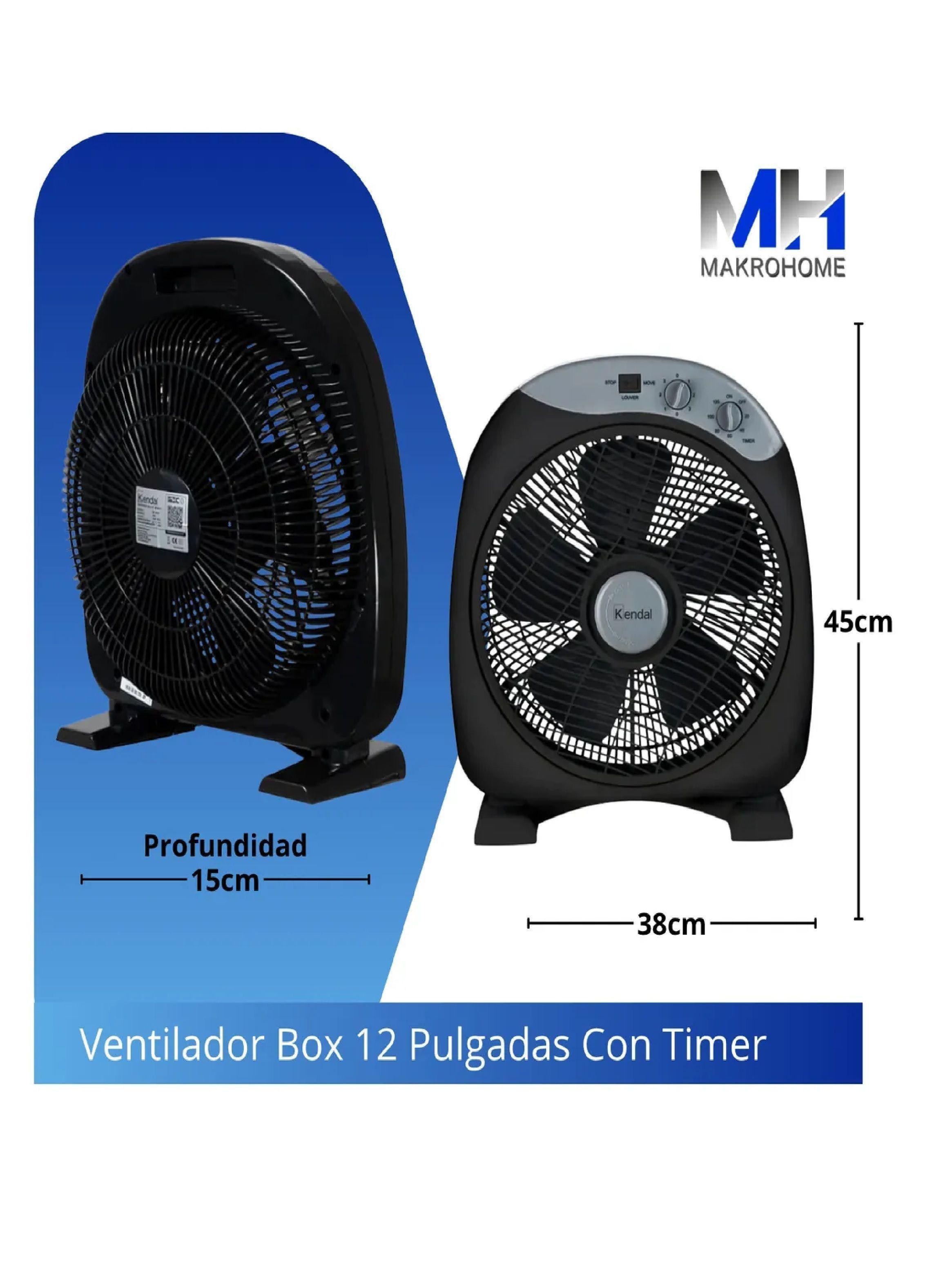 Ventilador Kendal Box 12 Pulgadas Kf-12b3 Negro Con Timer-3
