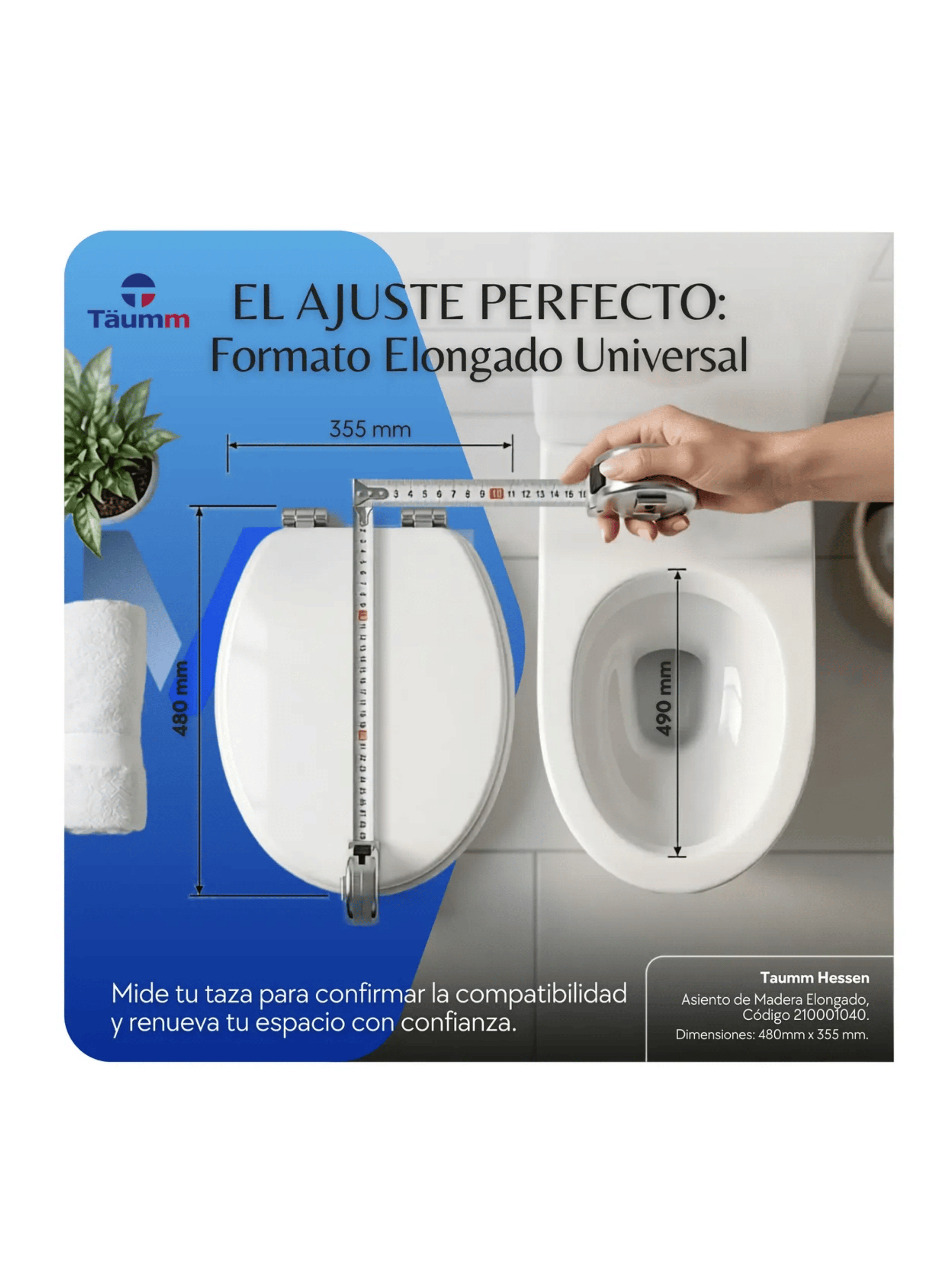 Tapa Asiento Wc Madera Elongado Hessen Taumm Cierre Suave-6