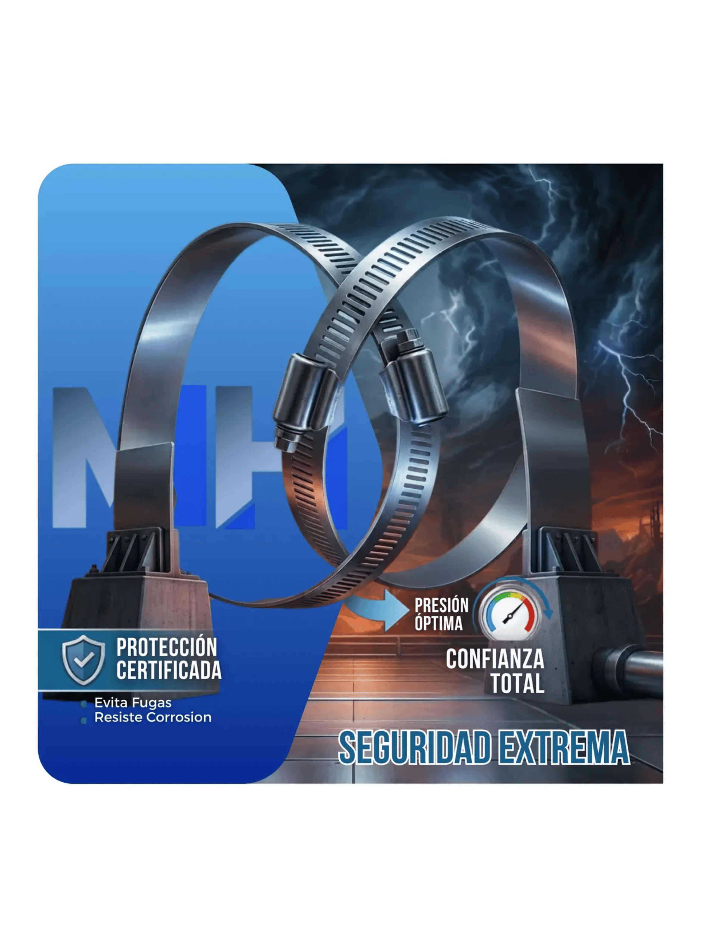 Kit X2 Abrazaderas Para Ductos De 4 Pulgadas Inoxcrome-3
