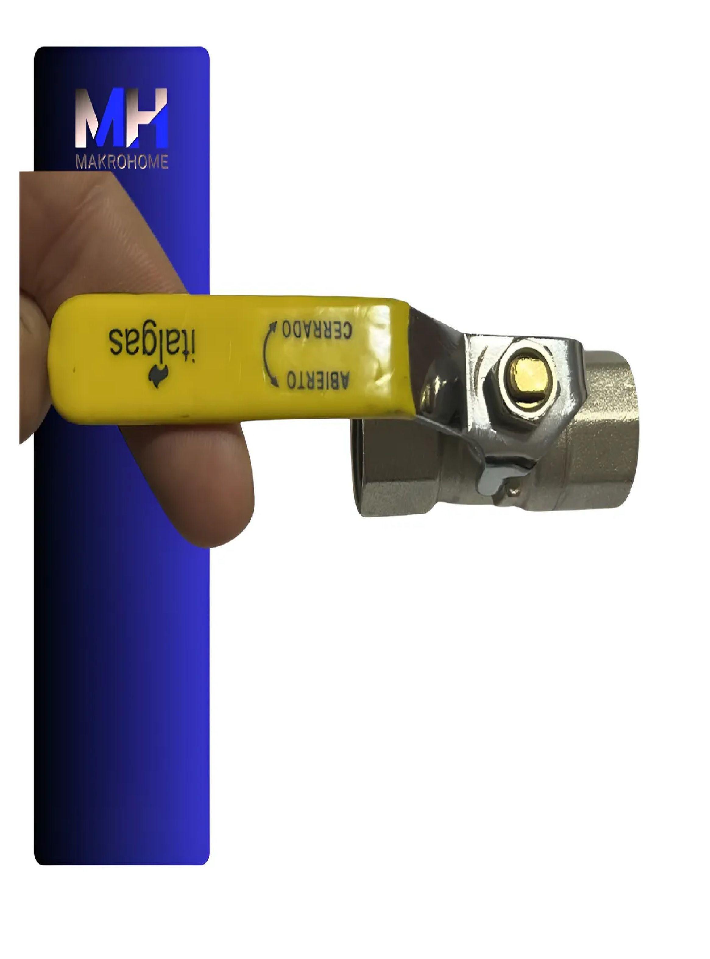 Llave De Paso Bola Bronce 1/2 X3 Amarilla Italgas Gas Y Agua-3