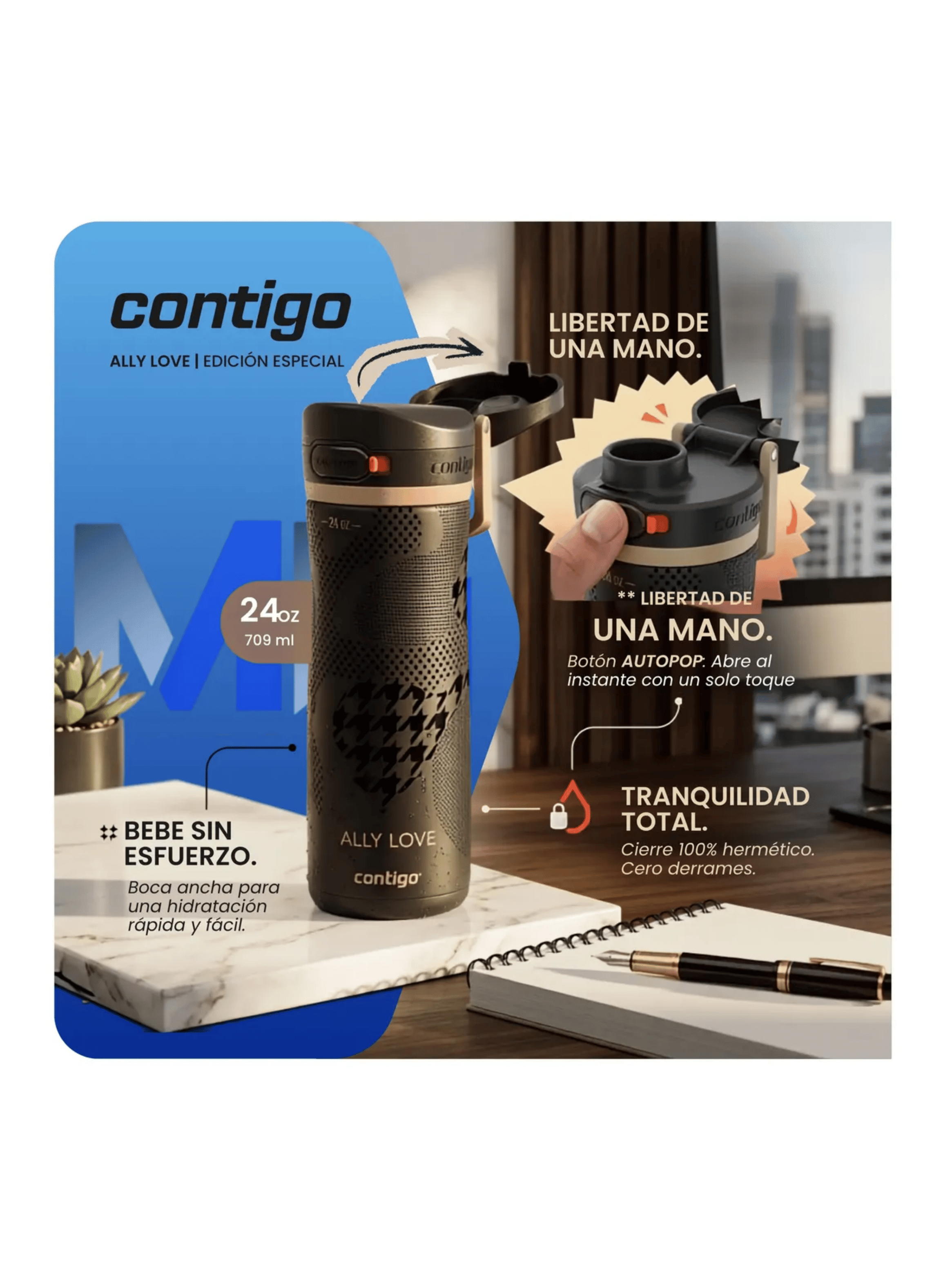 Botella Termo Contigo Jackson Chill Autopop 710ml Inox Love-7