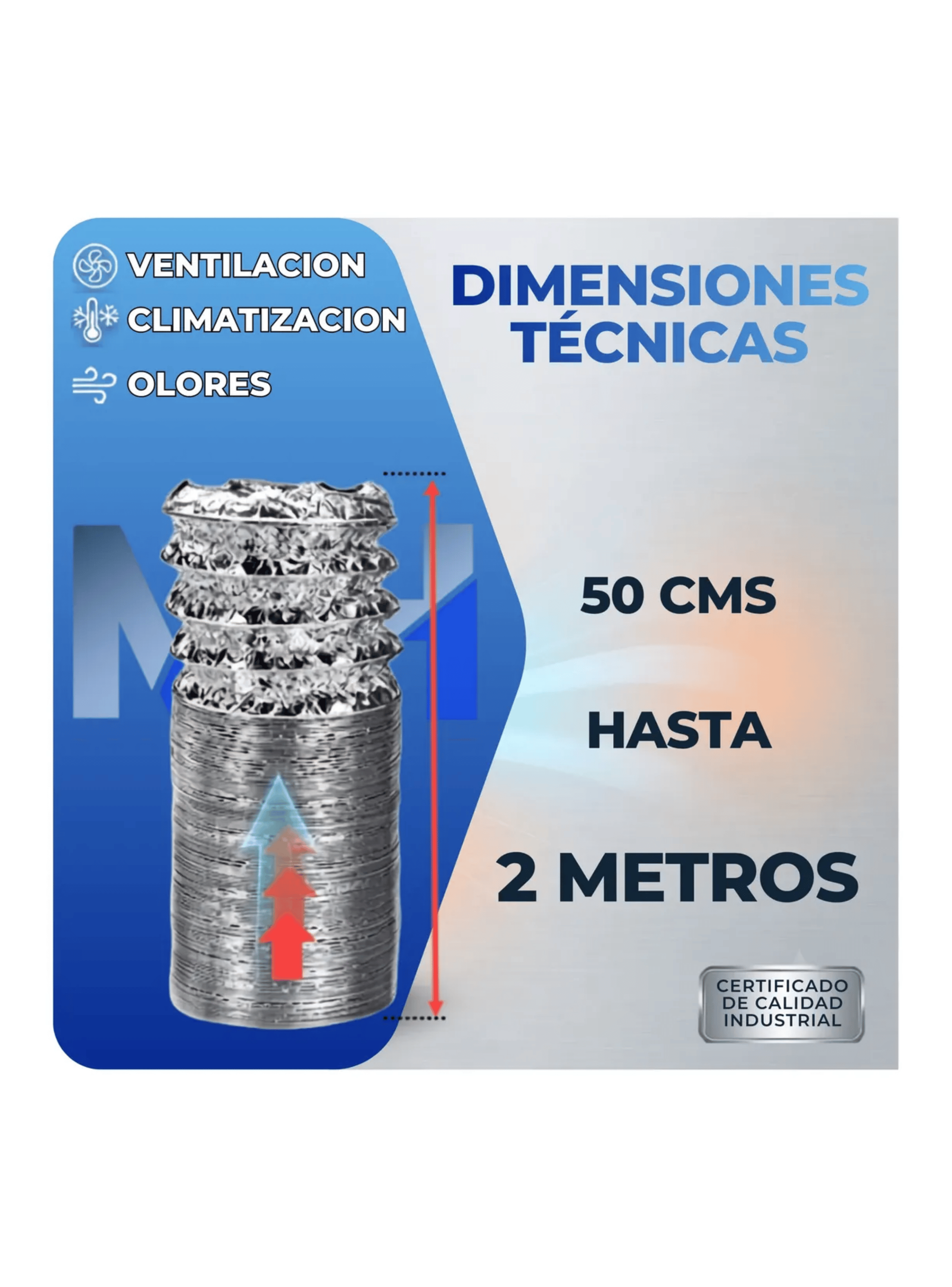 Ducto Tubo Flexible Aluminio Ventilacion 5 O 127 Mm X 2 Mt-2