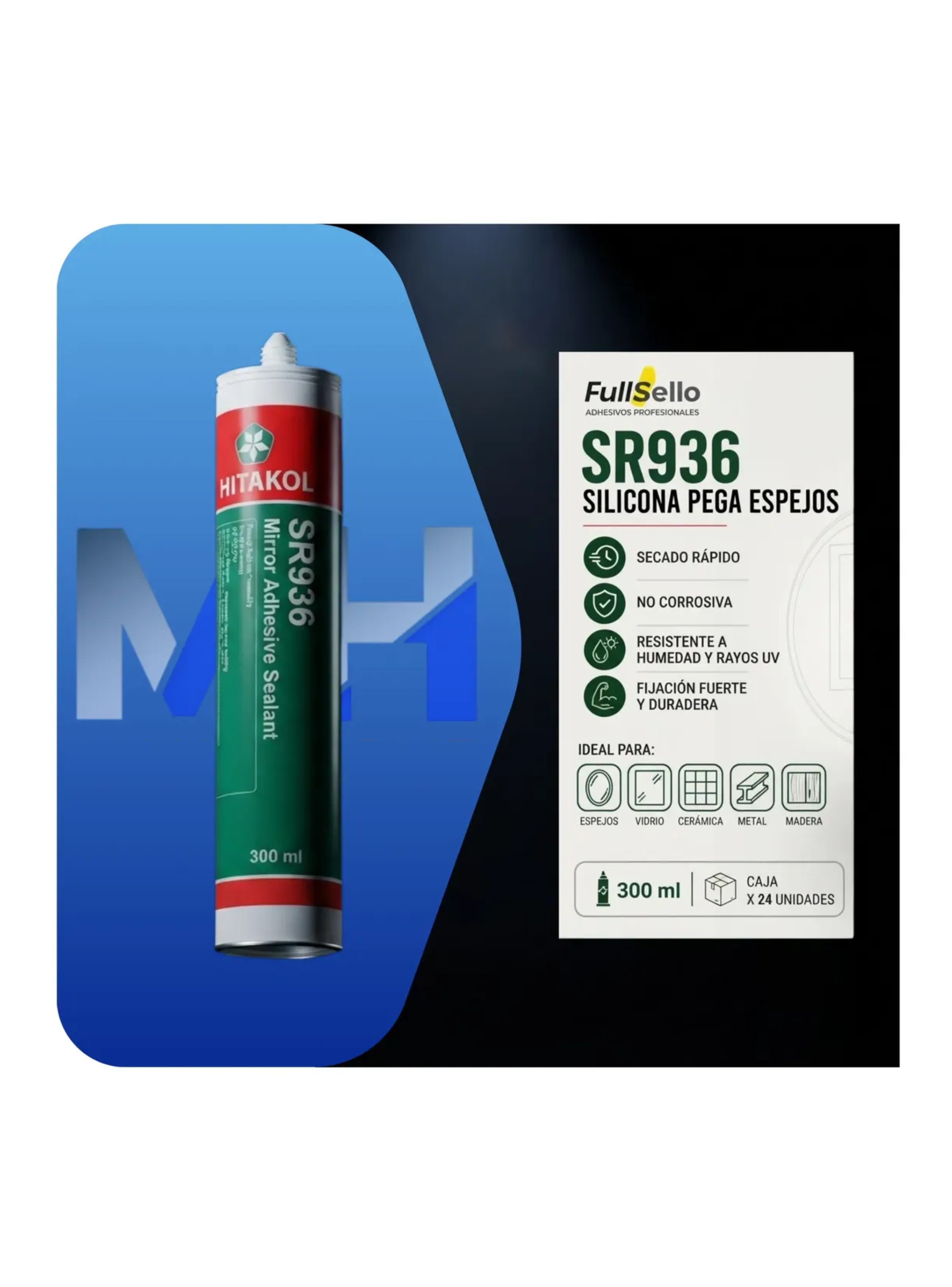 Silicona Pega Espejos Hitakol Sr936 300ml Adhesivo Profesion-5