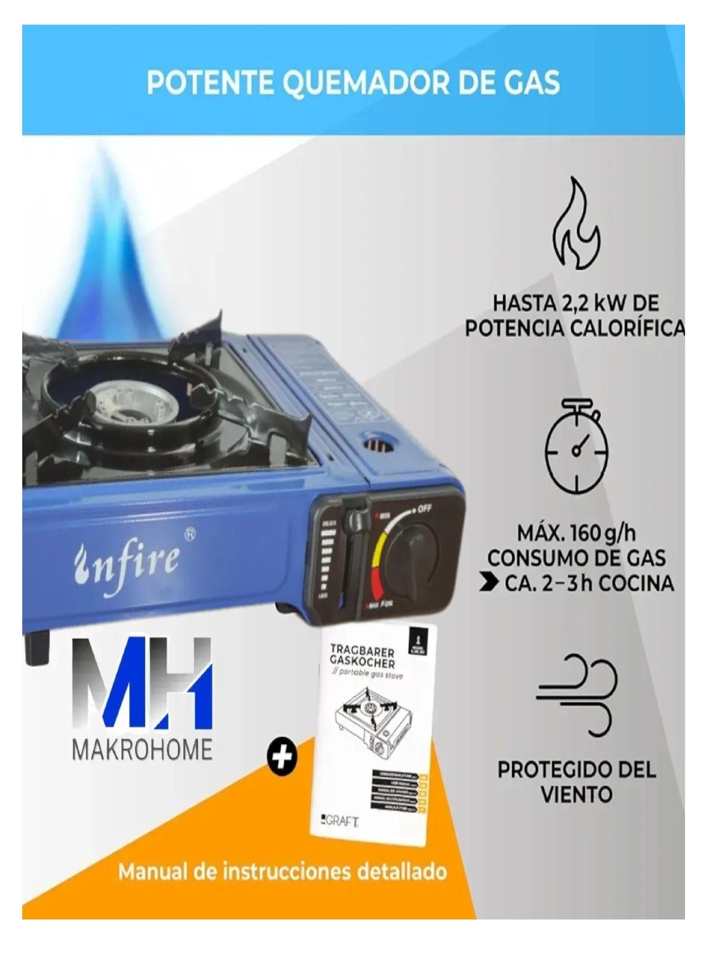 Cocinilla Camping Encendido Automatico Maleta Gas Portátil -2