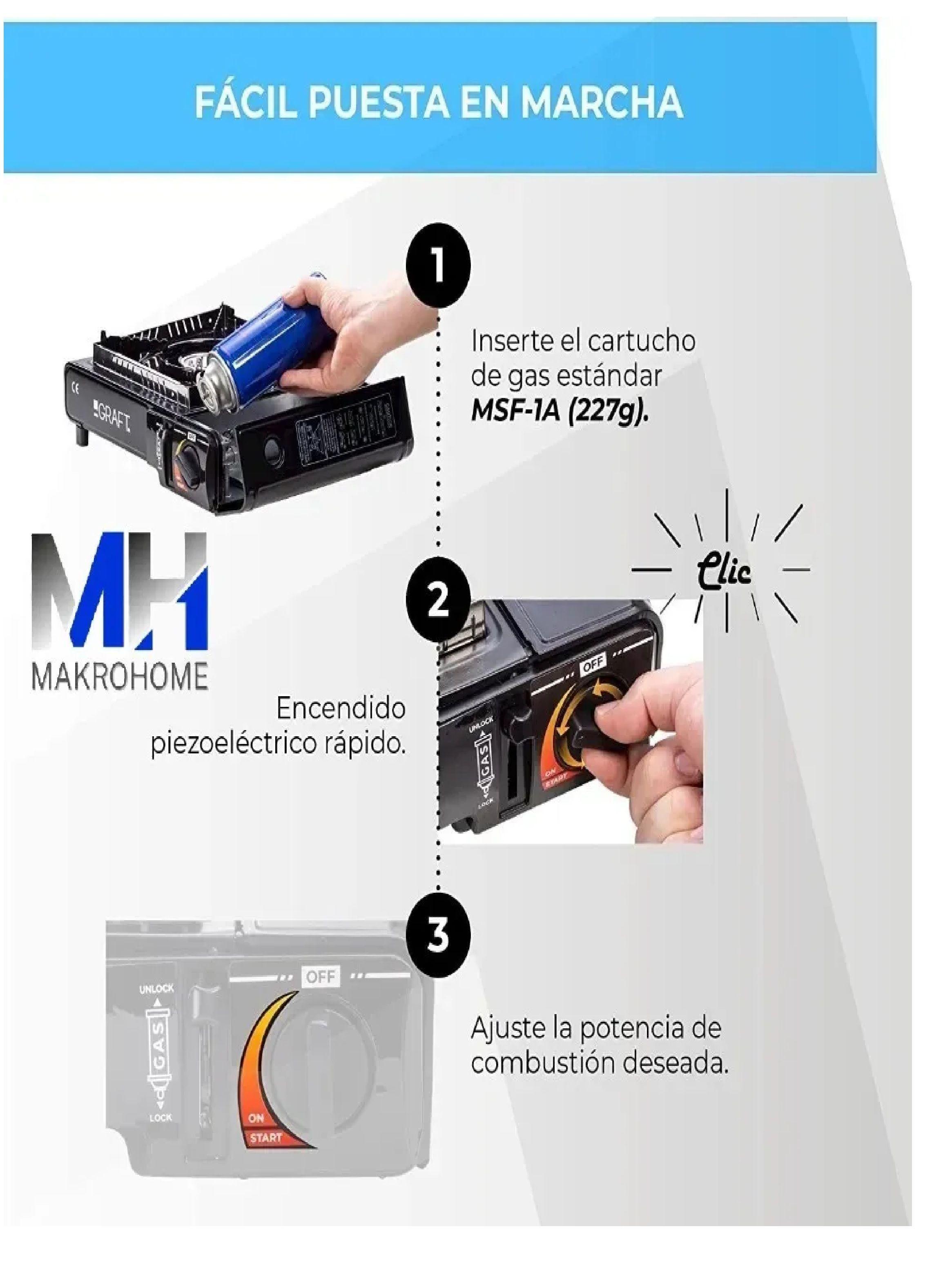 Cocinilla Camping Encendido Automatico Maleta Gas Portátil -4