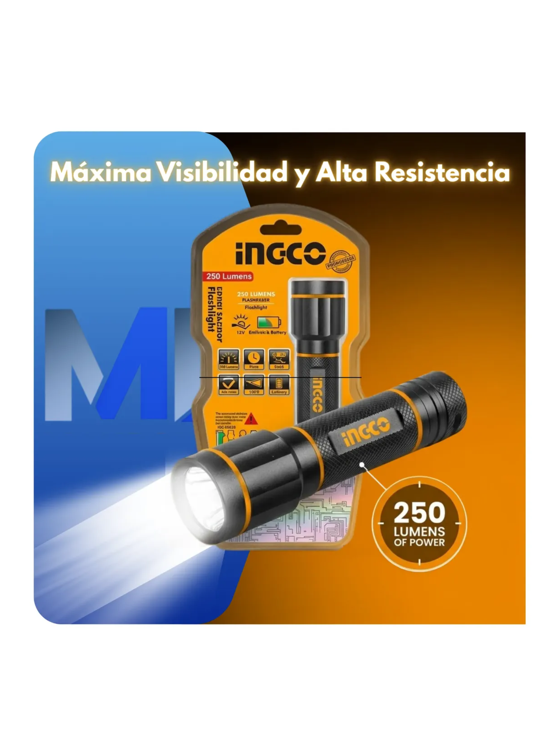 Linterna Led Industrial Aluminio Ingco 250lm Resistente-3