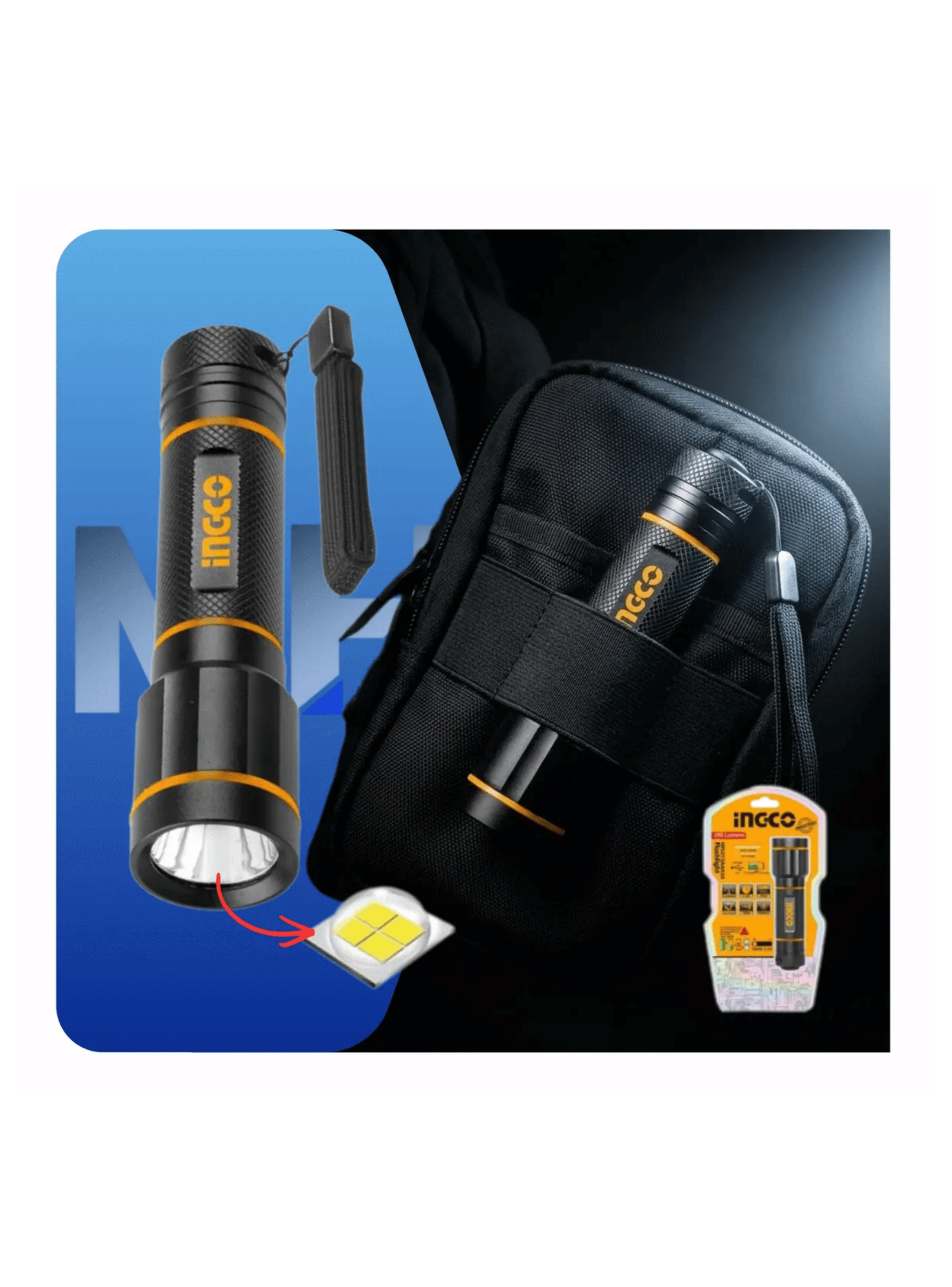 Linterna Led Industrial Aluminio Ingco 250lm Resistente-6