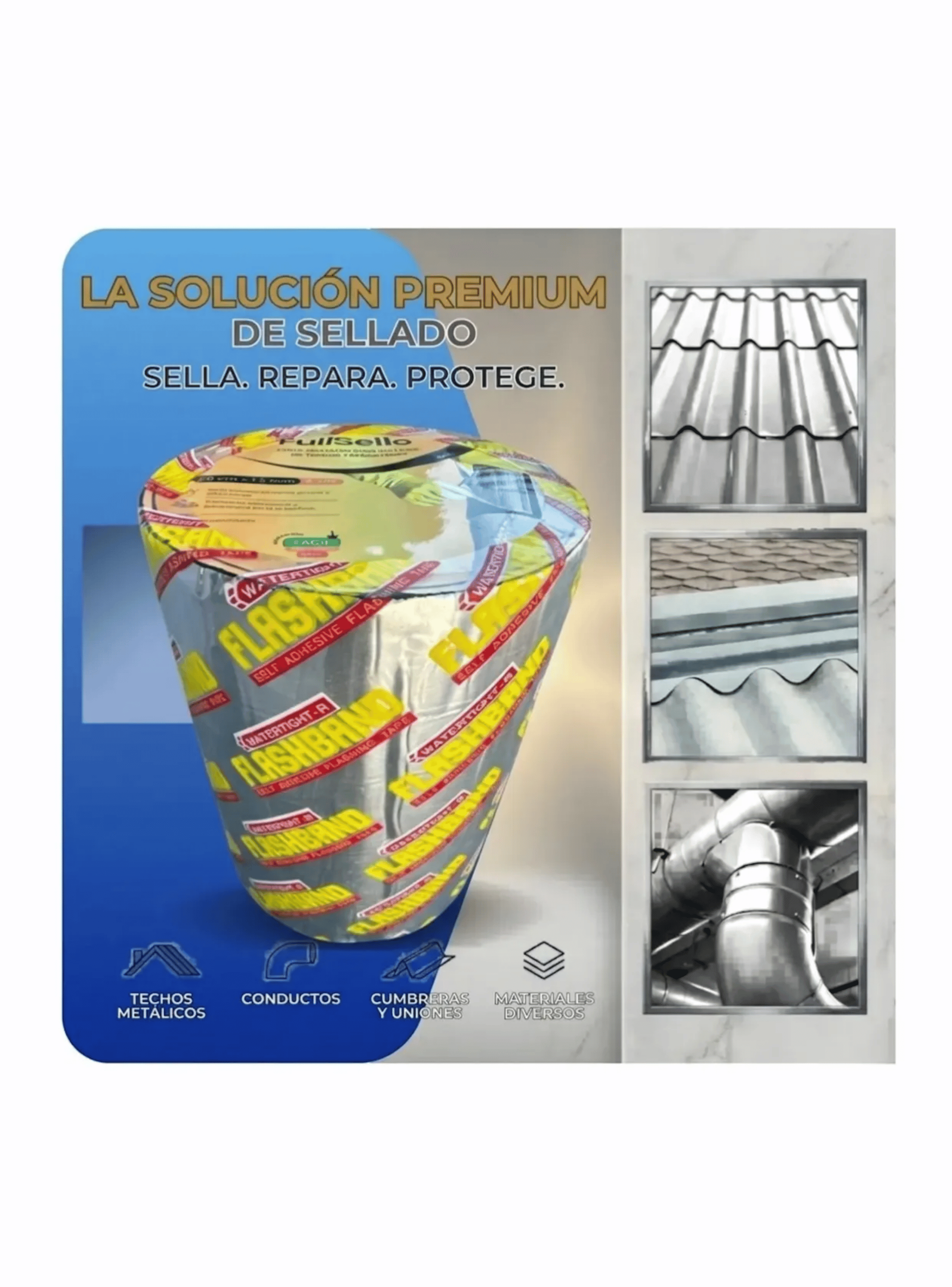 Cinta Tapagotera Asf ltica Aluminizada 20cmx5mt Impermeable-1