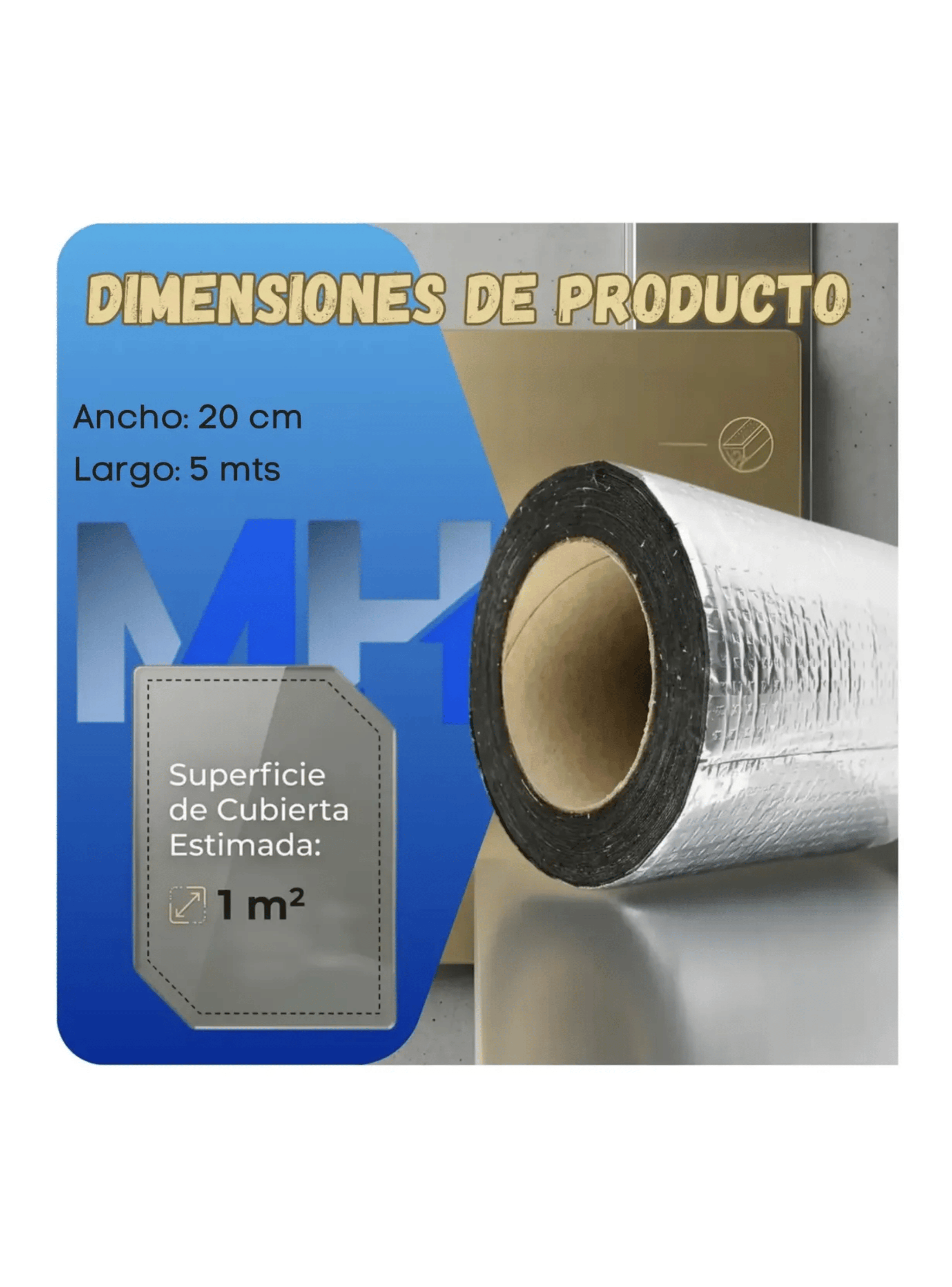 Cinta Tapagotera Asf ltica Aluminizada 20cmx5mt Impermeable-2