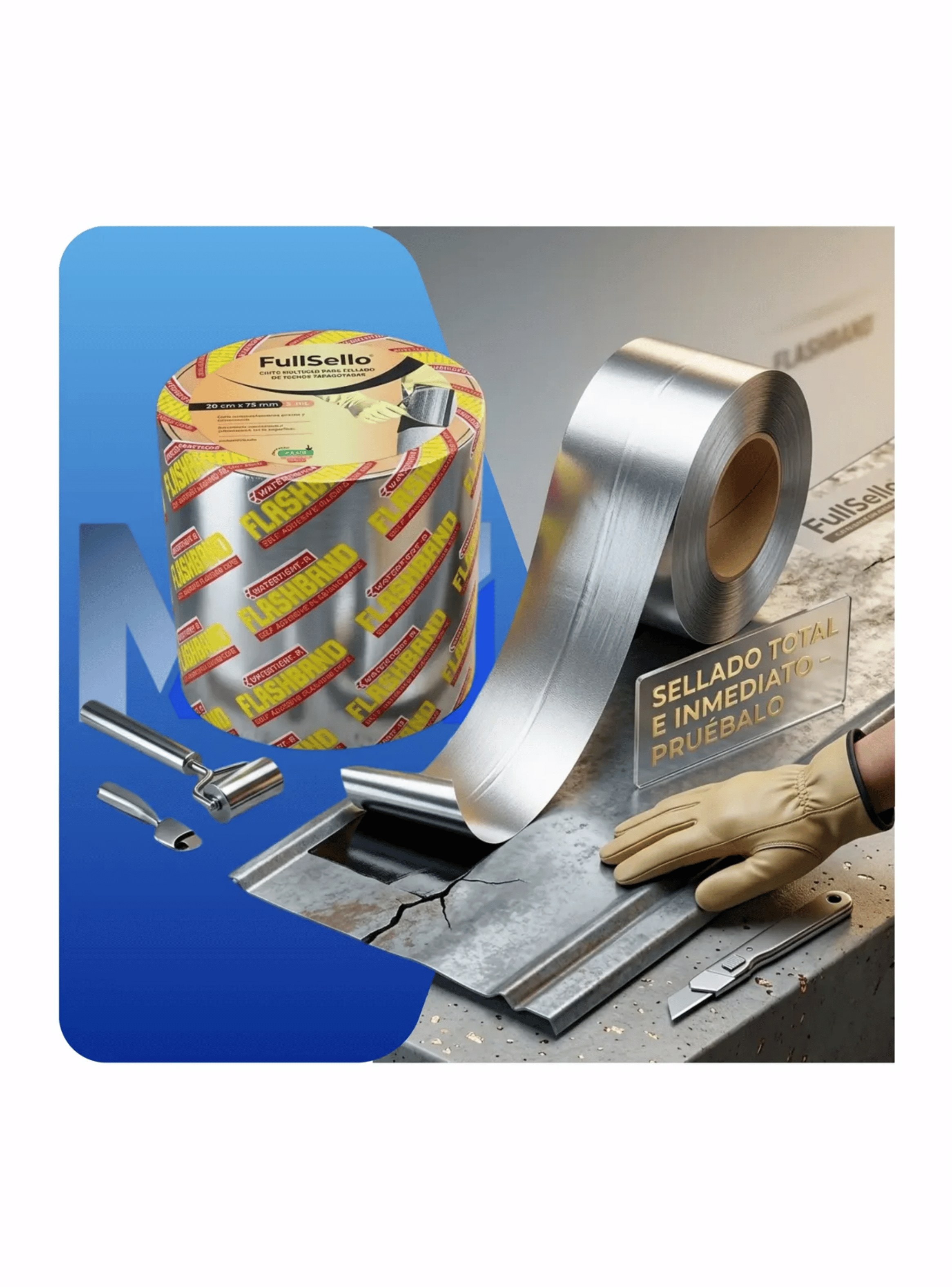 Cinta Tapagotera Asf ltica Aluminizada 20cmx5mt Impermeable-4