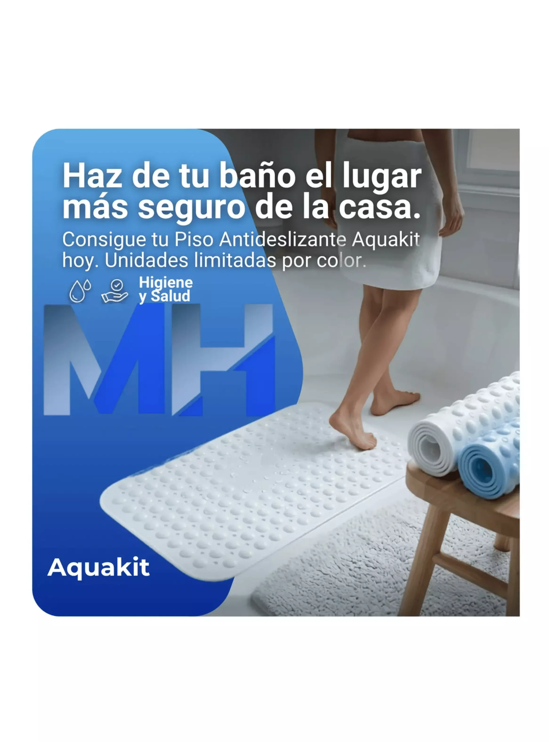 Piso De Goma Antideslizante Alfombra Ba o Ducha 70x38 Cm Blanco-5