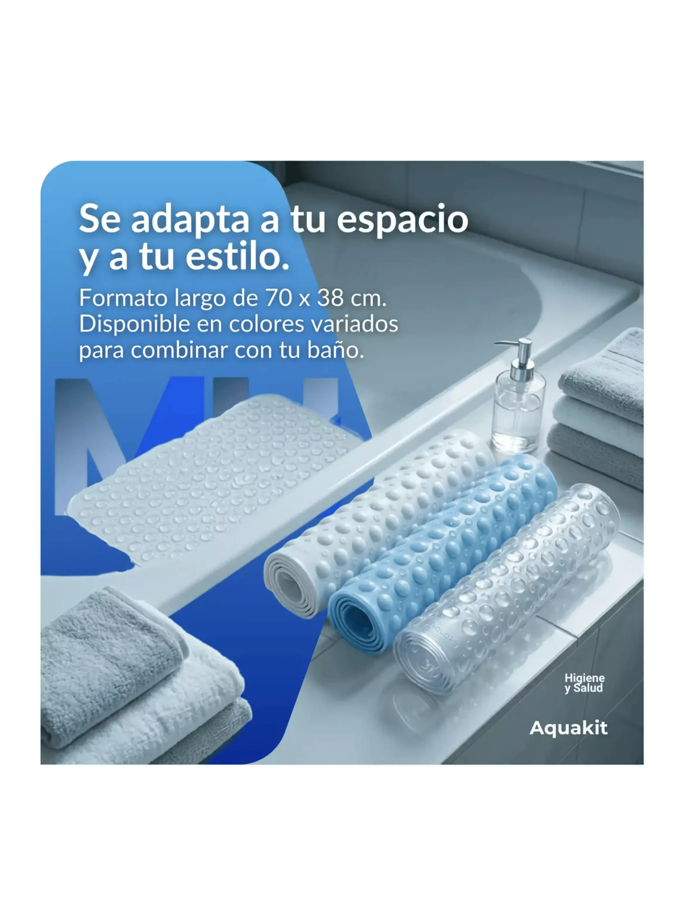 Piso De Goma Antideslizante Alfombra Ba o Ducha 70x38 Cm Blanco-6