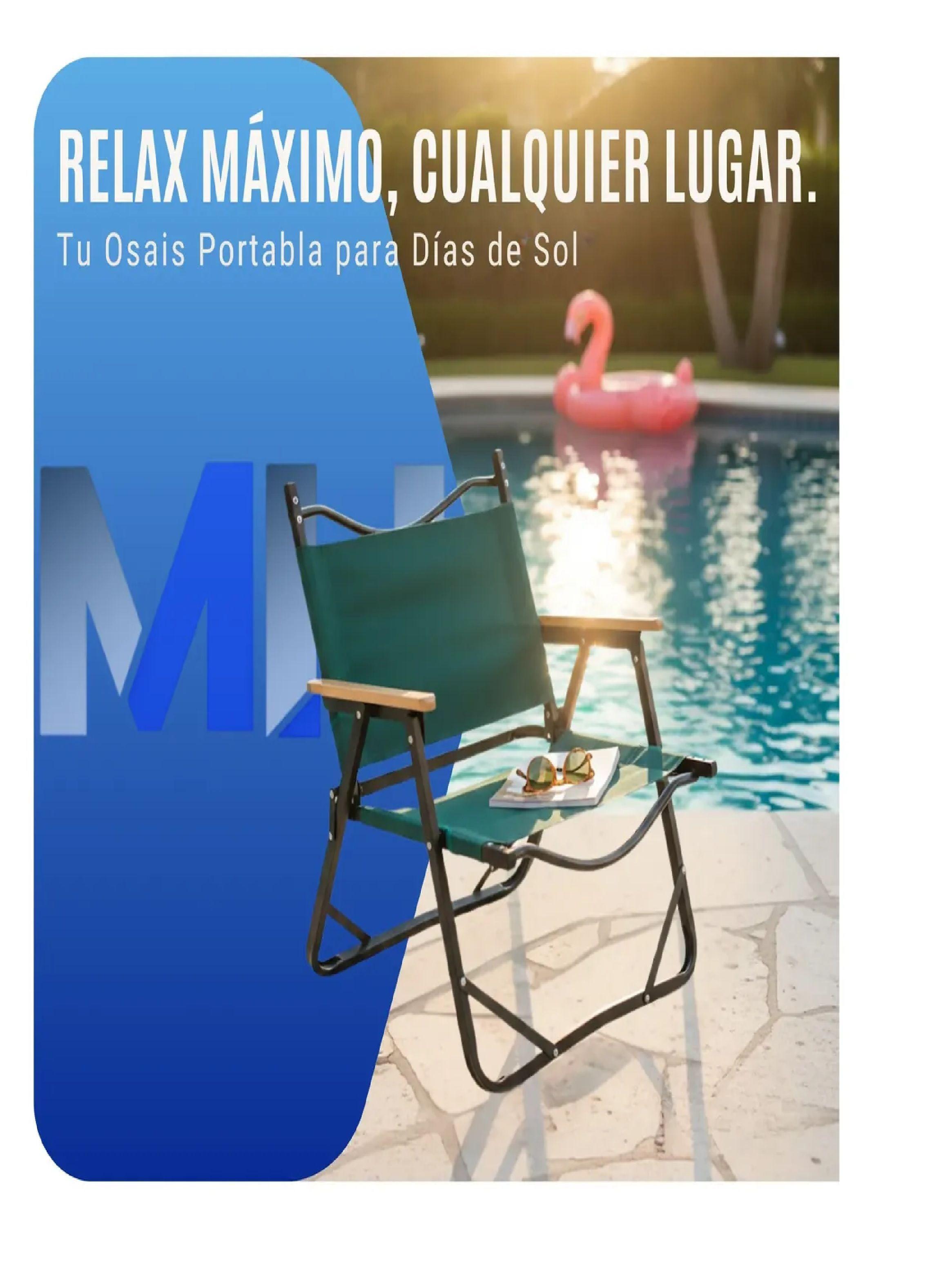 Silla Camping Plegable Playa Pesca Verde Reforzada 100kg-4