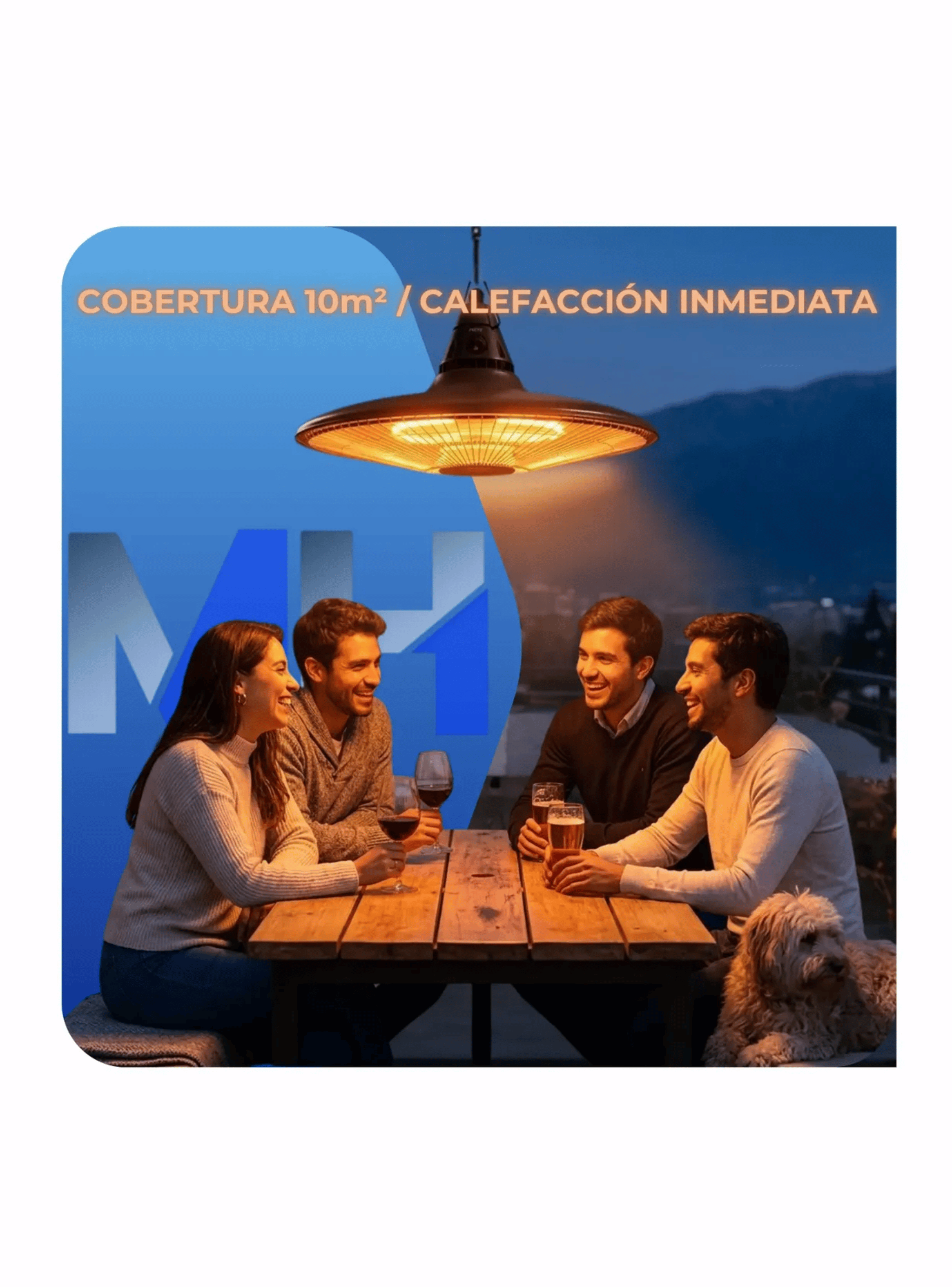 Estufa Terraza Colgante Nex 1300w Exterior Ip65 Control Remo-2