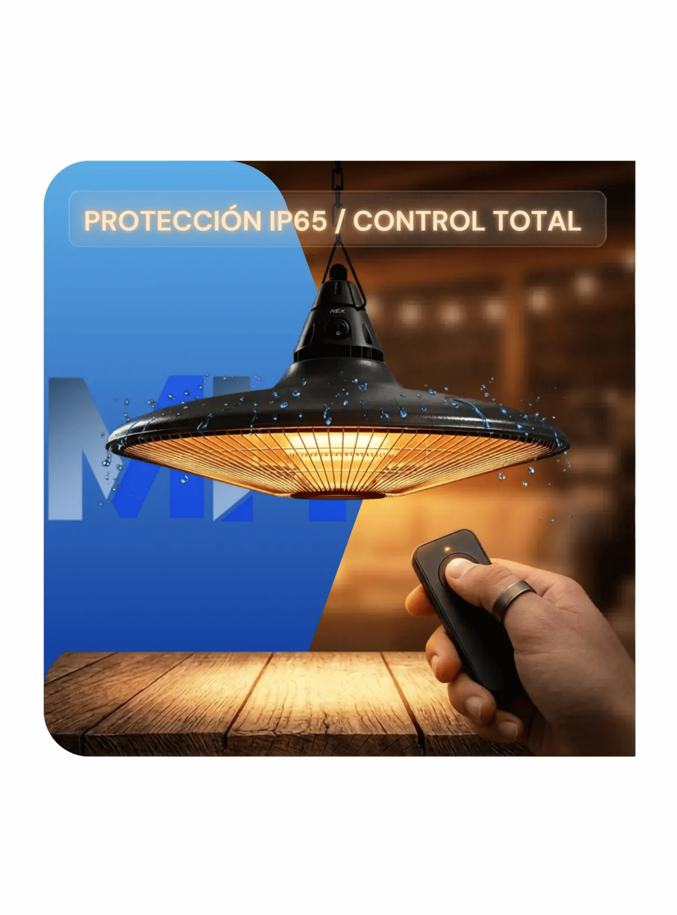 Estufa Terraza Colgante Nex 1300w Exterior Ip65 Control Remo-3